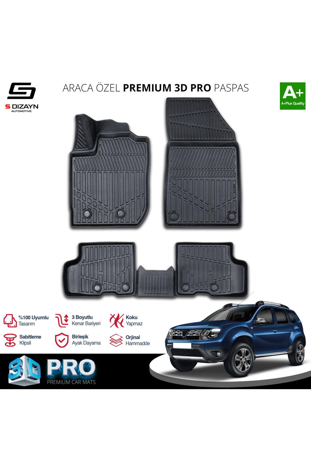 TREND Meka Part Dacia Duster 3D Pro Havuzlu Paspas 2018-2022 A+ Kalite