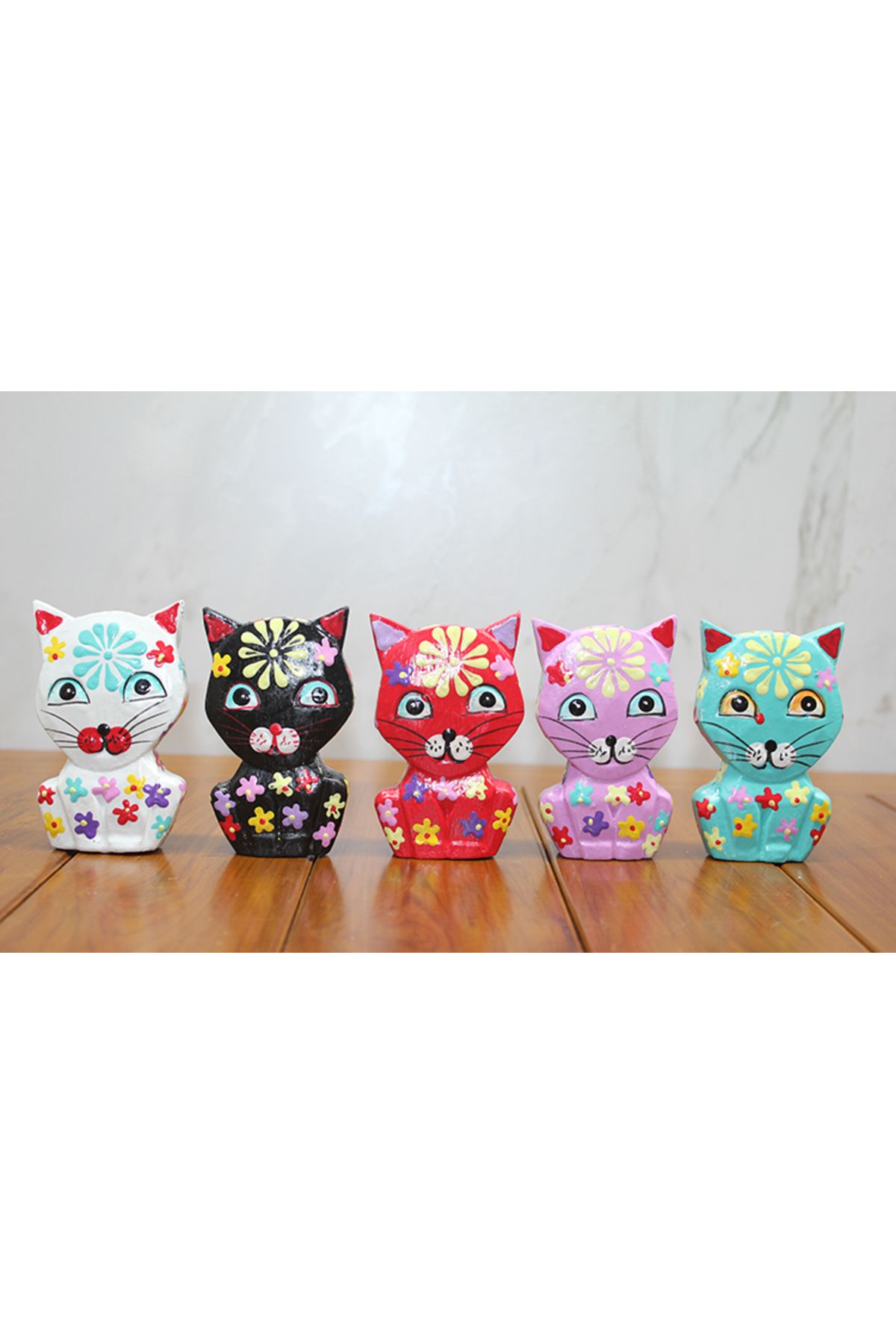 Allproduct Ahşap 5'li Kedi Seti Model 1