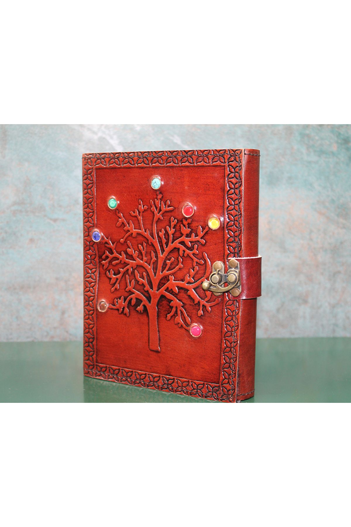 musellife Taşlı Deri Defter Model 5