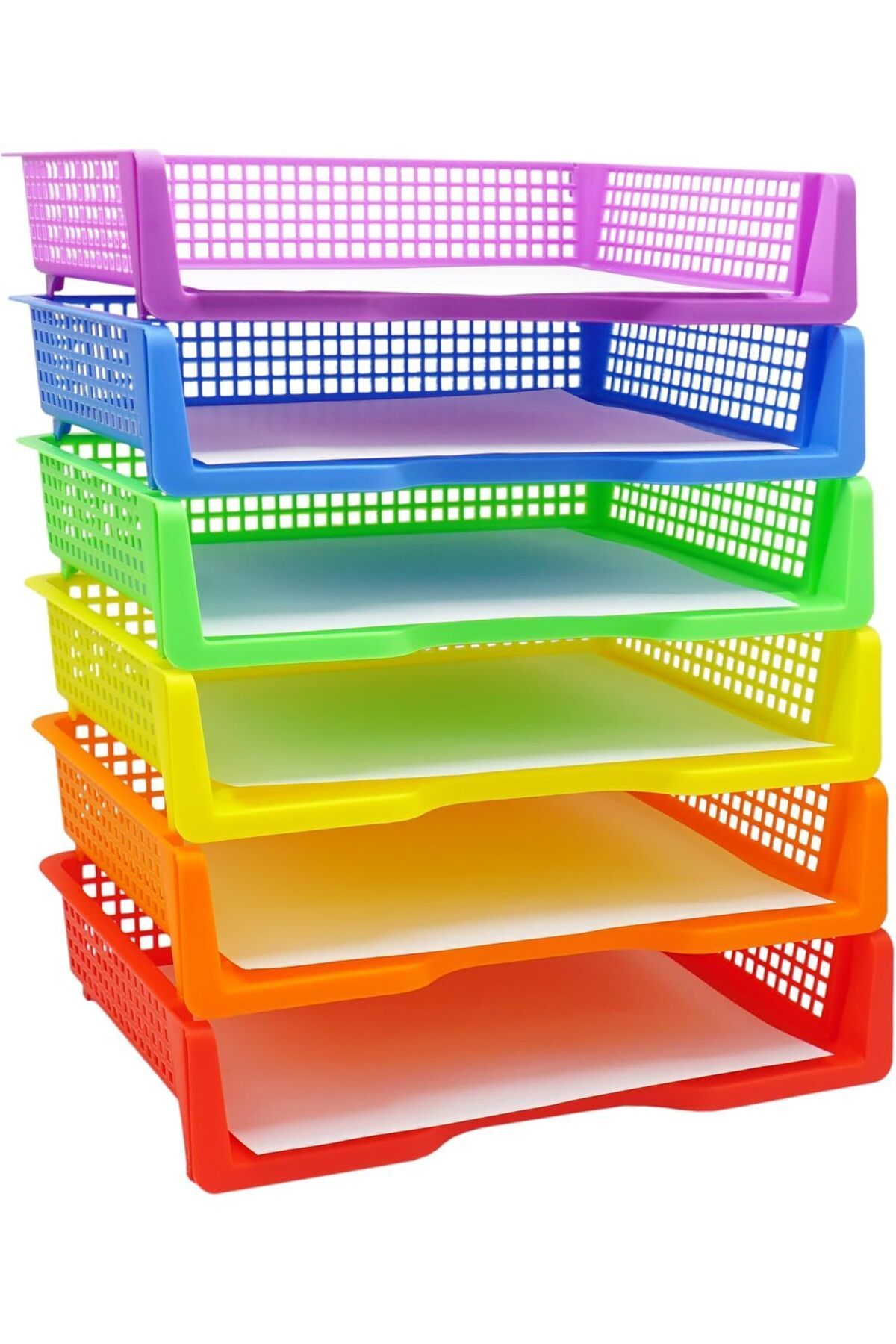 COOYA-6 Colorful Plastic Trays for Teachers, Durable Turn in Trays, Classroom Paper Organizers 1
