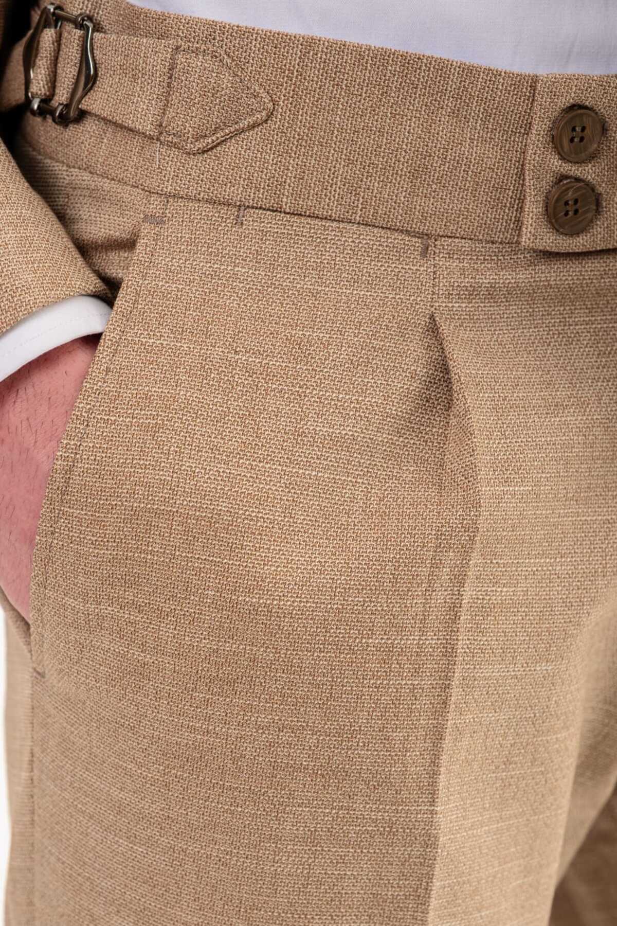 Ted Davıd-Beige Slim Fit Mono Collar Suit 6