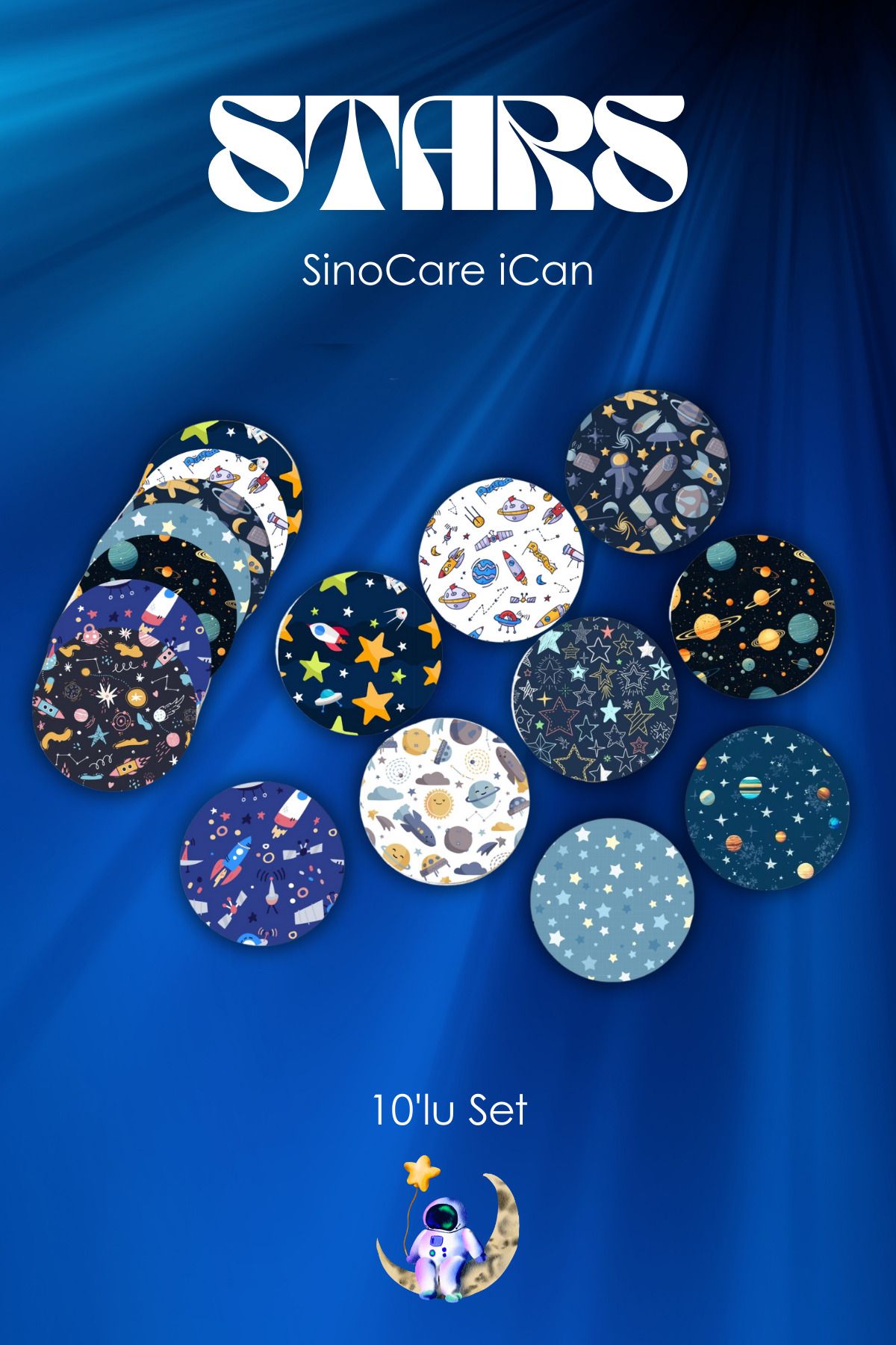StickIT Sinocare Ican Sensör Koruyucu Bant - Stars Serisi - 10'lu Paket