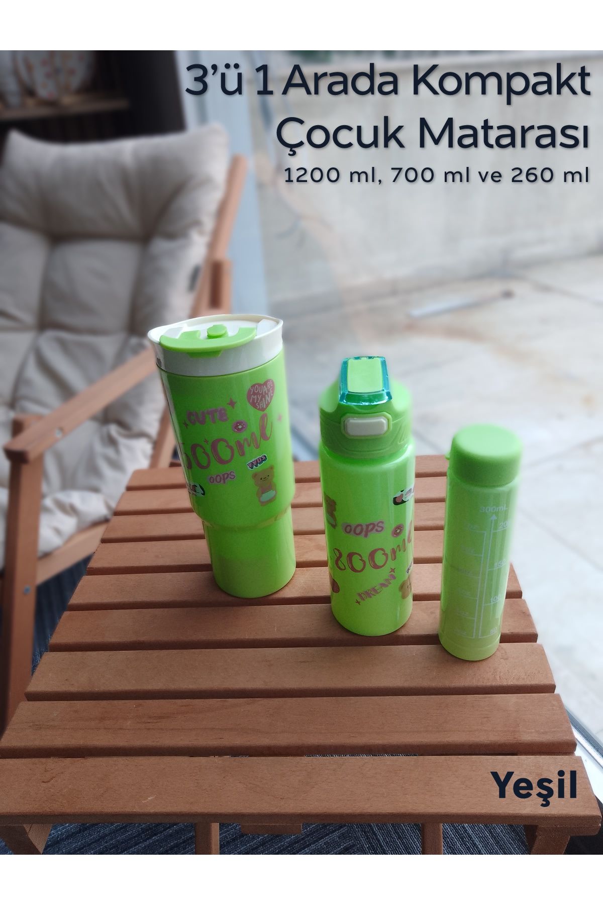 ARVALE-3 in 1 Nesting Flask Set with Sticker |   1200 Ml, 700 ml and 260 ml Children's Water Bottle 2