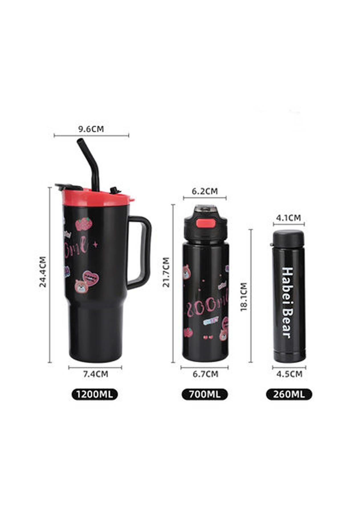 ARVALE-3 in 1 Nesting Flask Set with Sticker |   1200 Ml, 700 ml and 260 ml Children's Water Bottle 4