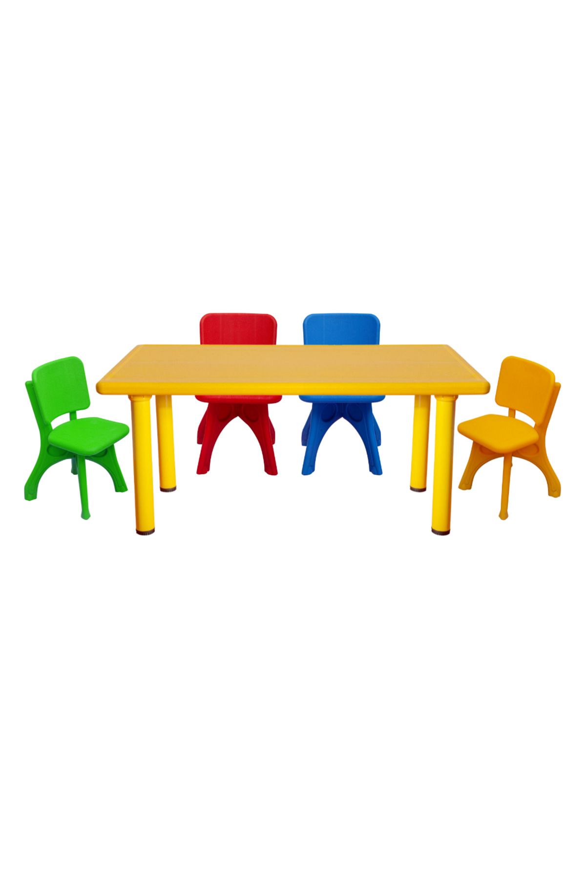 MUPARK Anaokulu Kreş Aktivite Masası 4 Sandalyeli Set - Metal Ayaklı Çocuk Masa Takımı