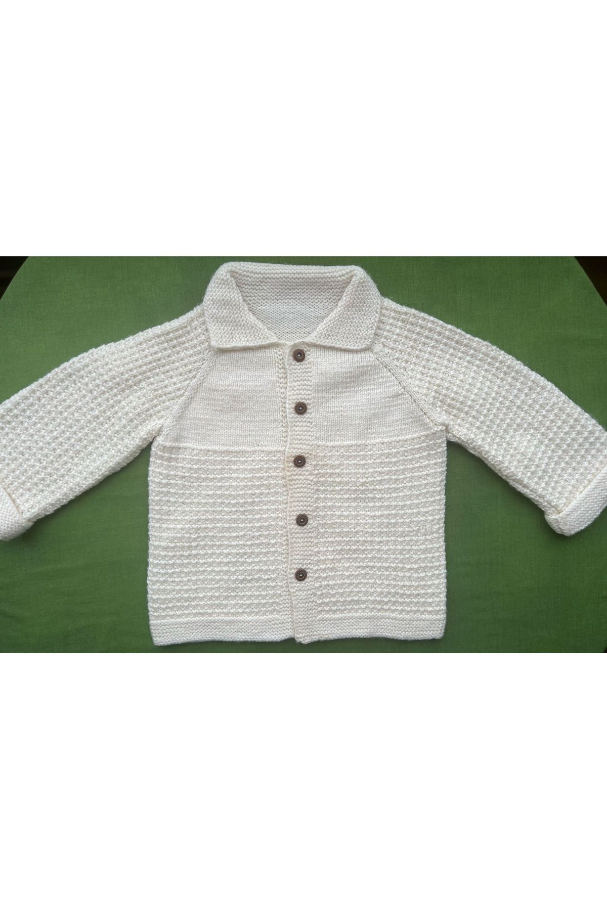 MODA Ecemia El Örgüsü Bebek Beyaz Hırka