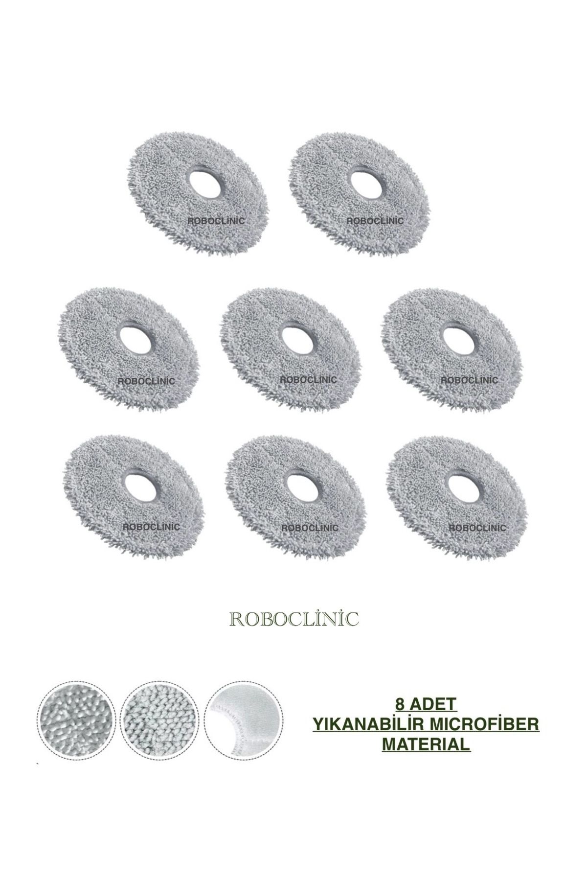 Roboclinic Dreame L10s pro Robot Süpürge Uyumlu 8 Adet Microfiber Mop