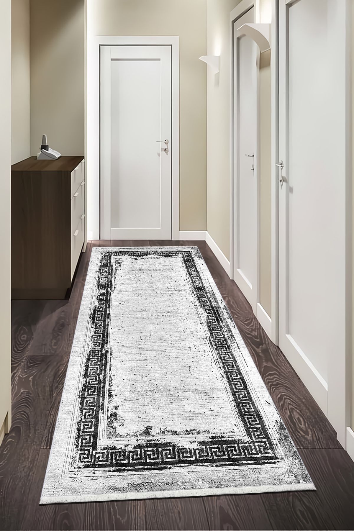 CENTER AVM Gri Yolluk Makinede Yıkanabilir Halı Kaymaz Taban Halı