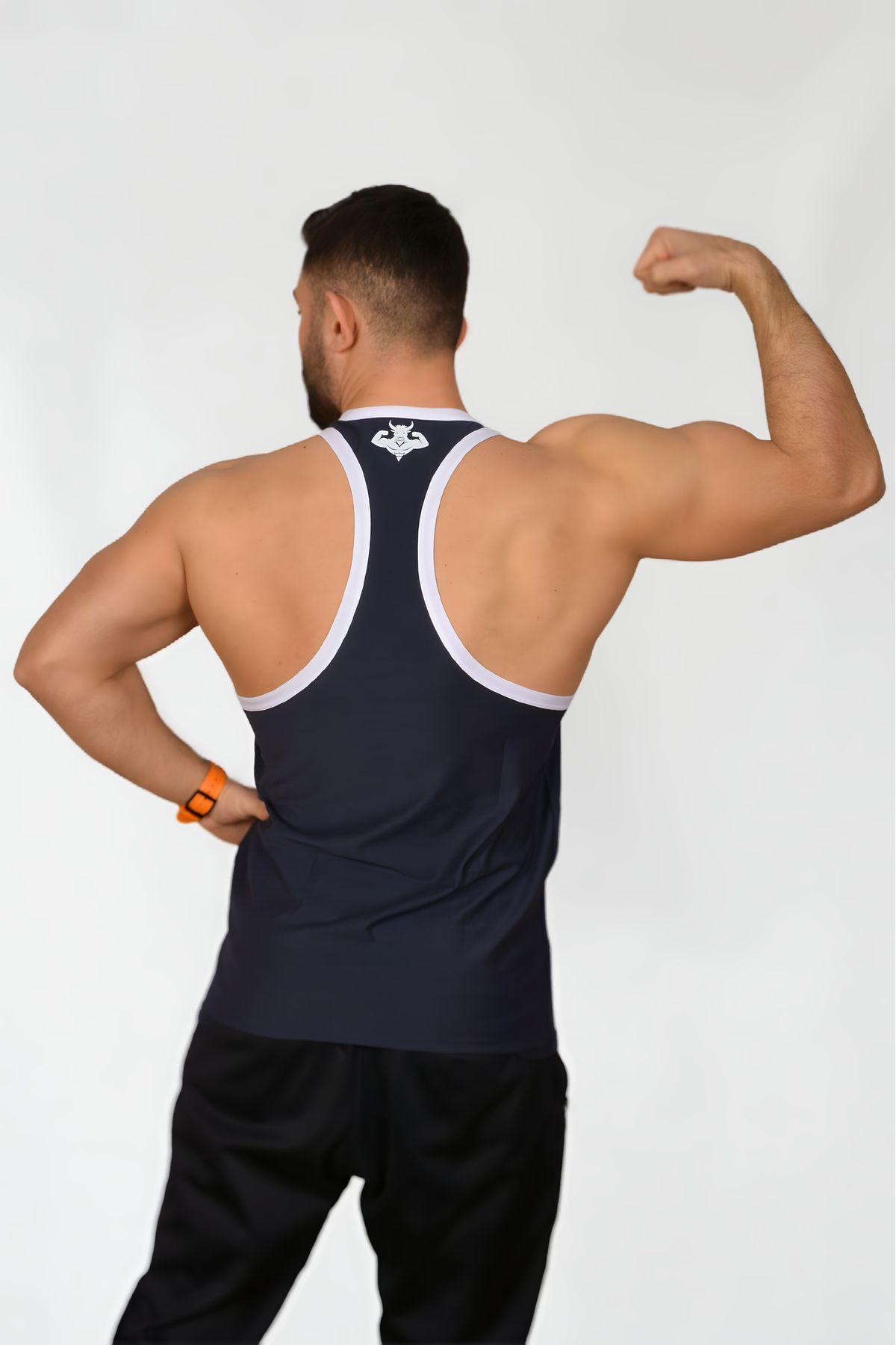hardbison-Navy Blue Gym and Sports Tank Top 2