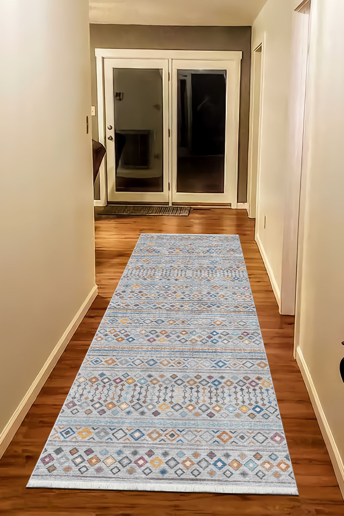 CENTER AVM Renkli Yolluk Makinede Yıkanabilir Halı Kaymaz Taban Halı