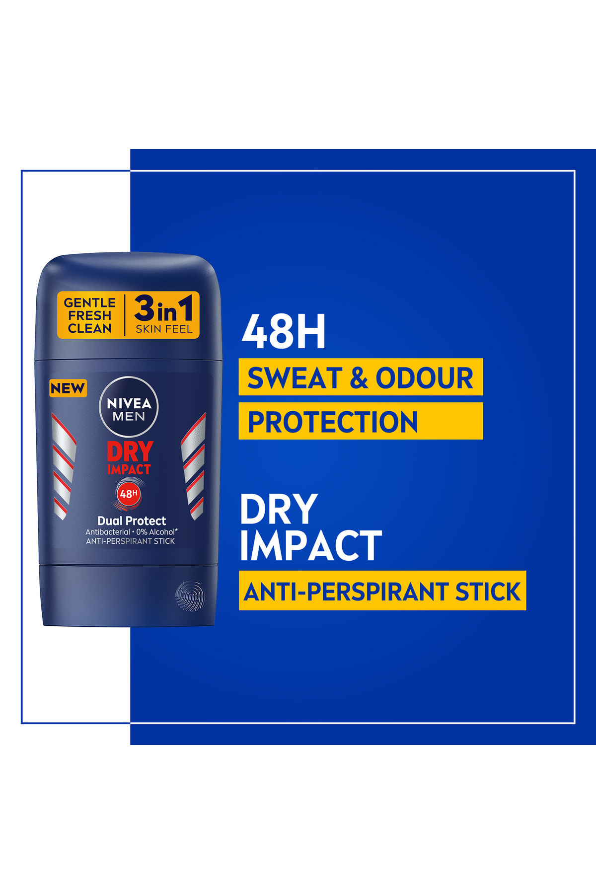 NIVEA-Men Antiperspirant Stick Dry Impact 50 ml Long-Lasting Sweat Protection 4
