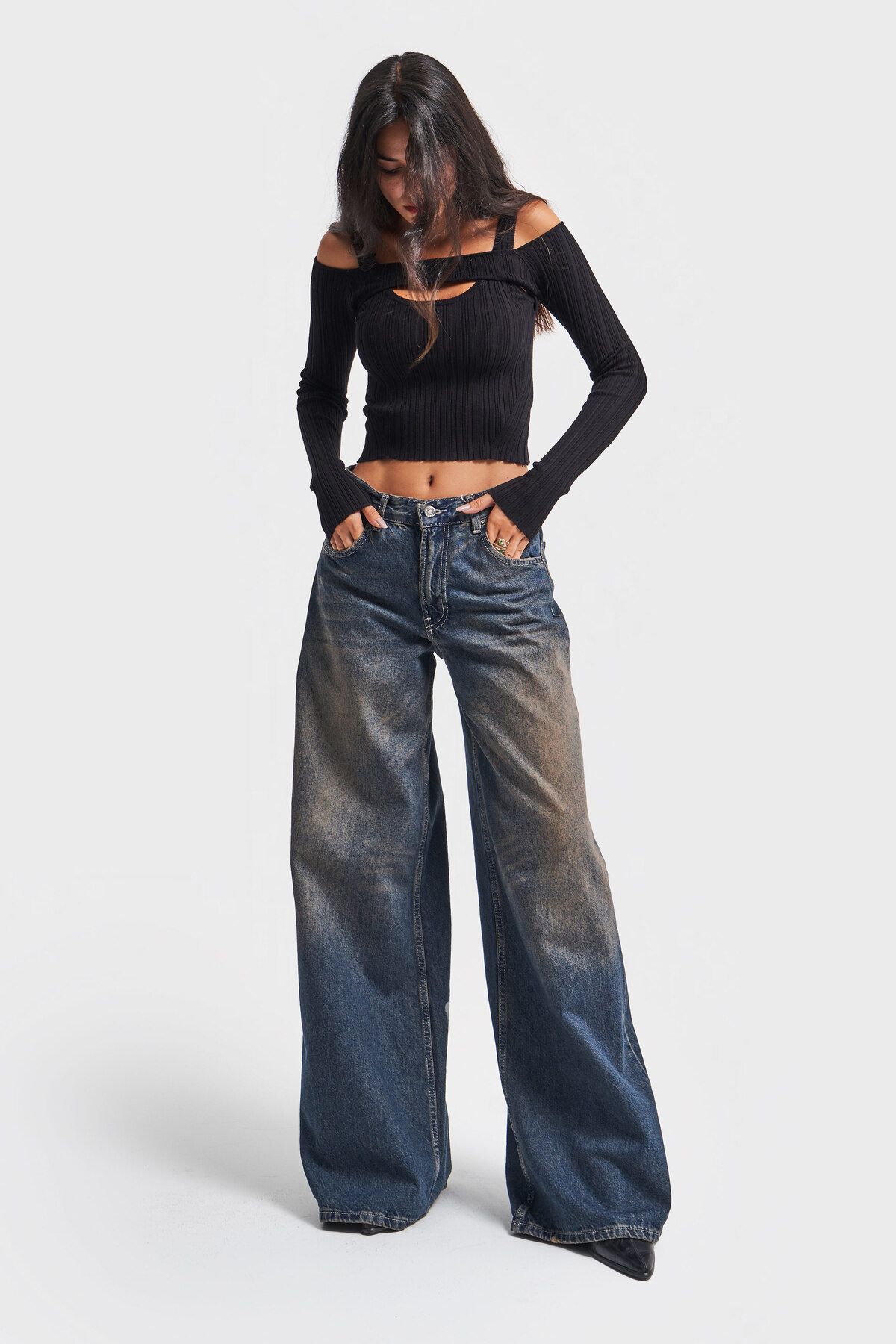its basic-Γυναικείο τζιν Hera Palazzo Fit Loose Fit τζιν 5