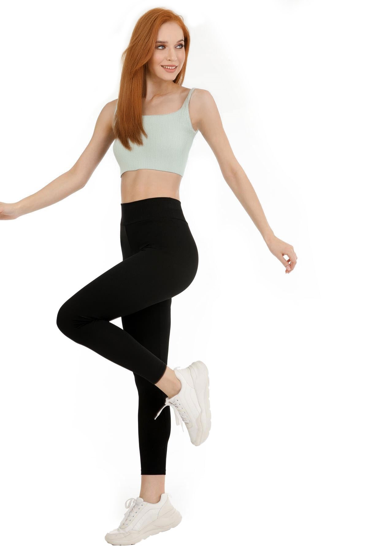 Siyah Yüksek Bel Toparlayıcı Kadın Tayt Yüksek Kalite Spor Günlük Kullanım Yoga Tayt