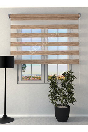 Bellina Perde Bambu Soft Ahşap Ceviz Etek Dilimsiz Stor Zebra Perde