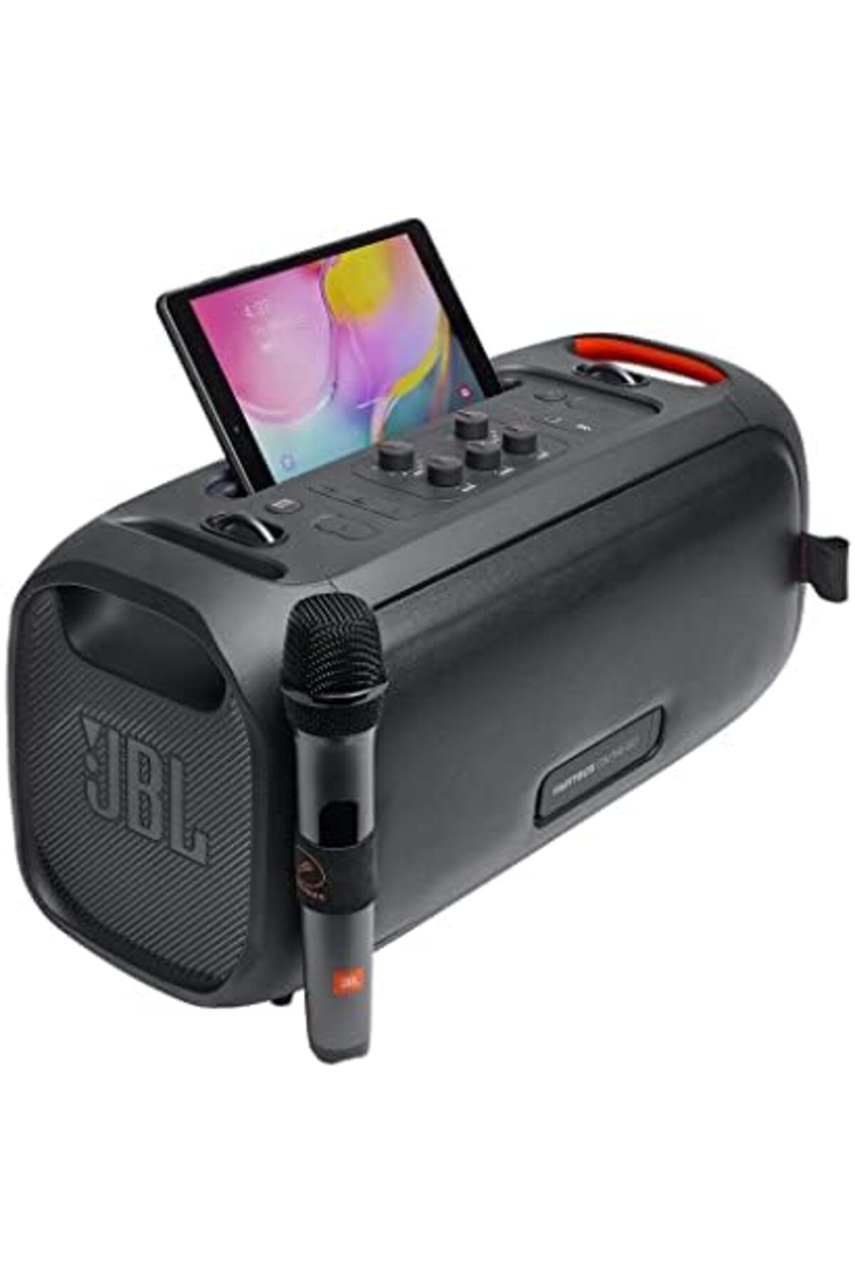 JBL-مكبر صوت حفلات محمول Partybox On-The-GO مزود بإضاءة مدمجة وميكروفون لاسلكي، 100 واط Booming JB 4