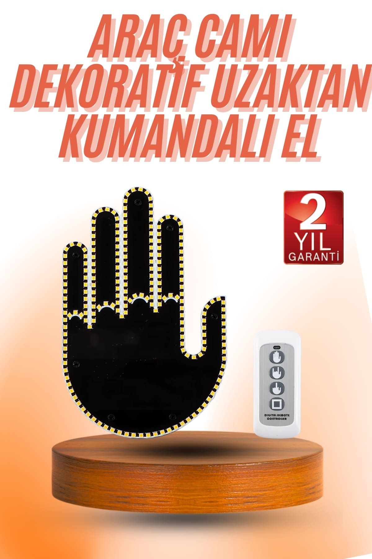 ASTRALTECH Kumandalı El Led Araba İçi 4 Farklı Mod El Orta Parmak Led