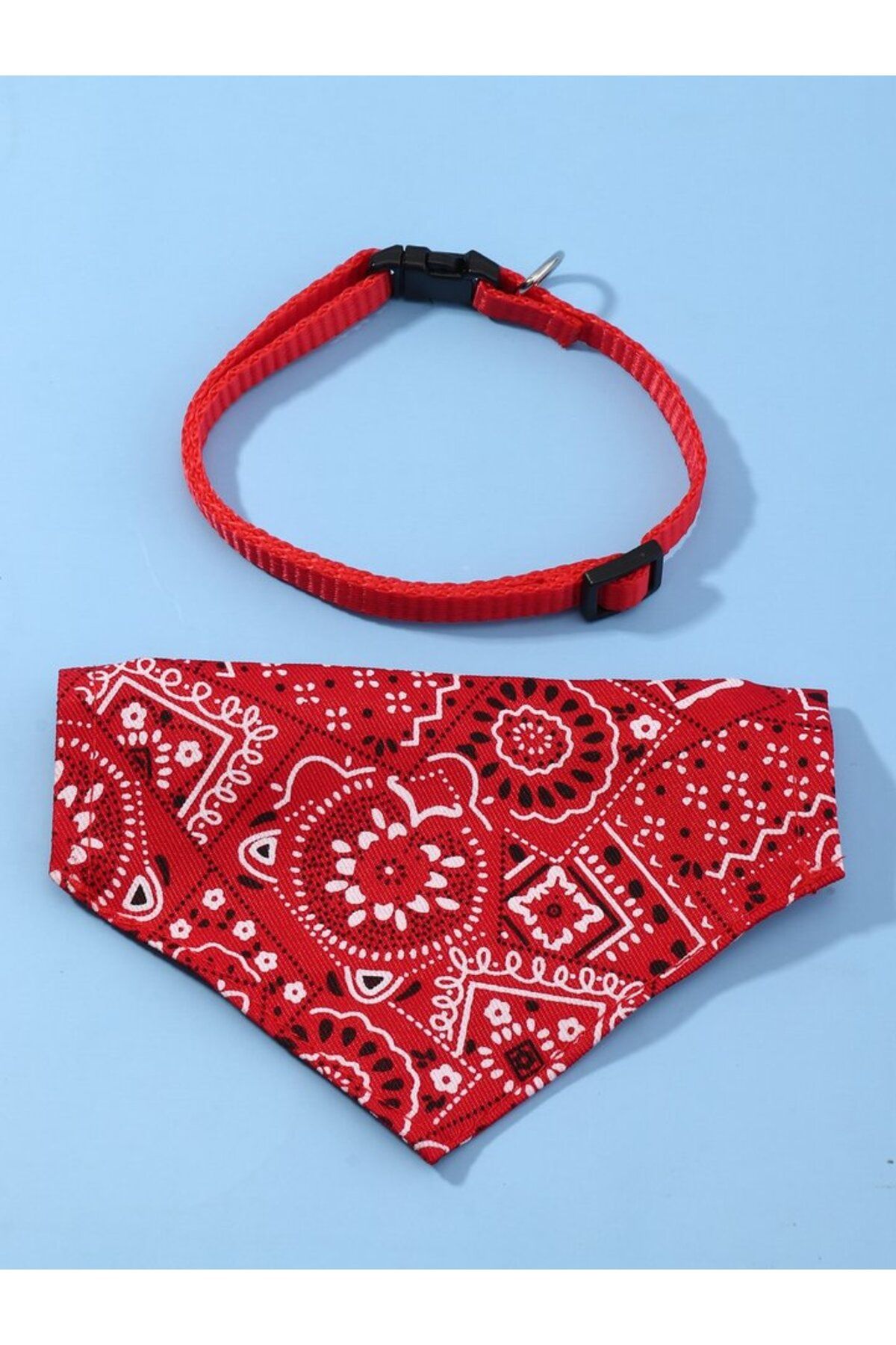 Choice-L Red 1pc Pink Color Random Pattern Pet Bandana With Adjustable Triangle Shape & Buckle Pet Dog Neck 1