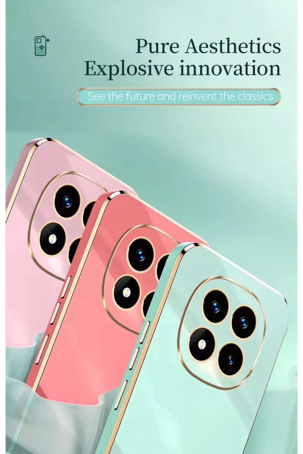 m.tk moveteck-Xiaomi Redmi Note 14 Pro Plus Case Soft Silicone Cover with Camera Protection Shiny Gold Gold Edge 4