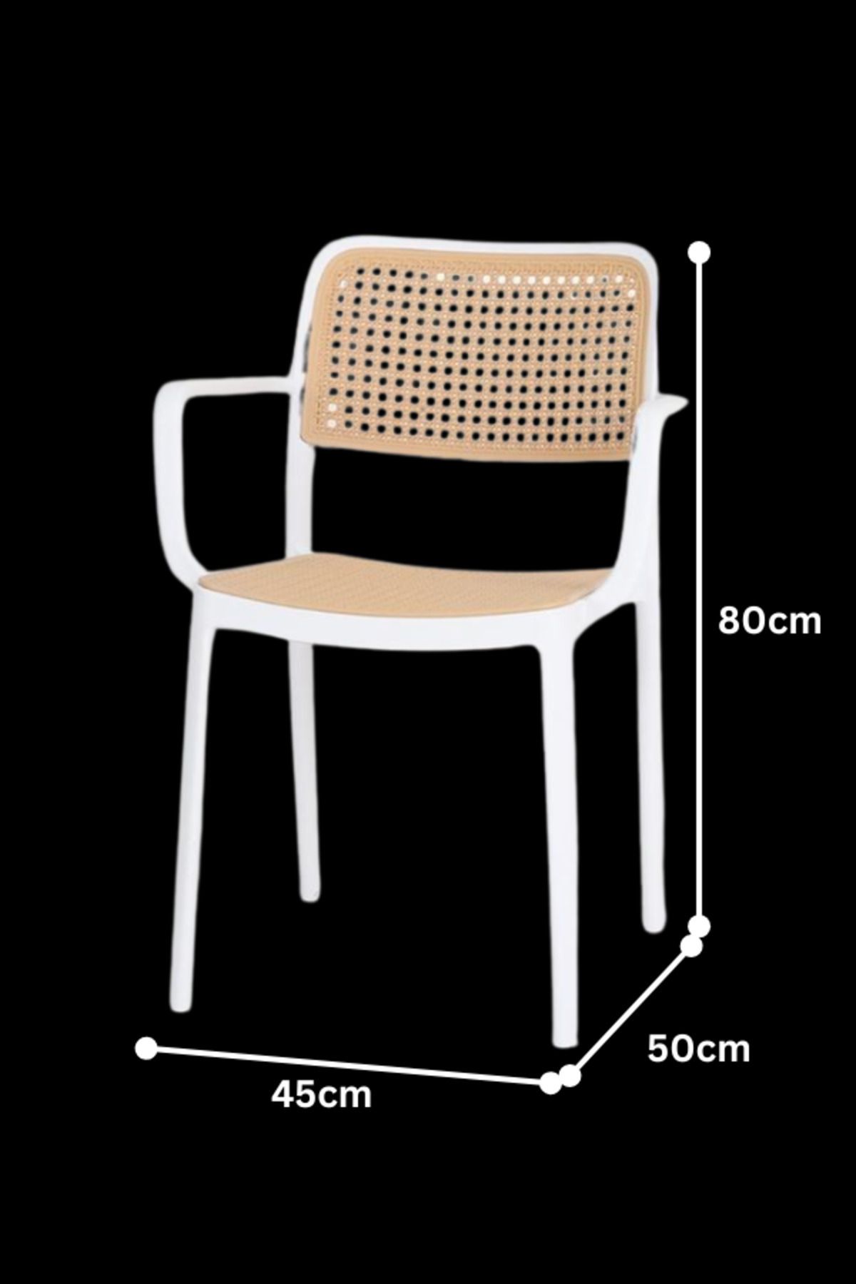 MARIA HOMES-Modern Rattan-Style Plastic Armchair White Frame Dining or Accent Chair by Maria Homes 4