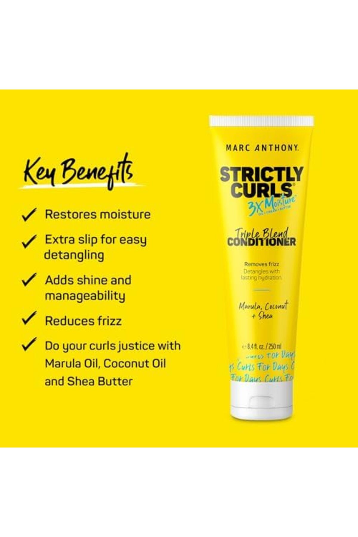 MARC ANTHONY-Marc Anthony Strictly Curls 3x Moisture Deep Conditioner for Curl Defining & Anti Frizz 6
