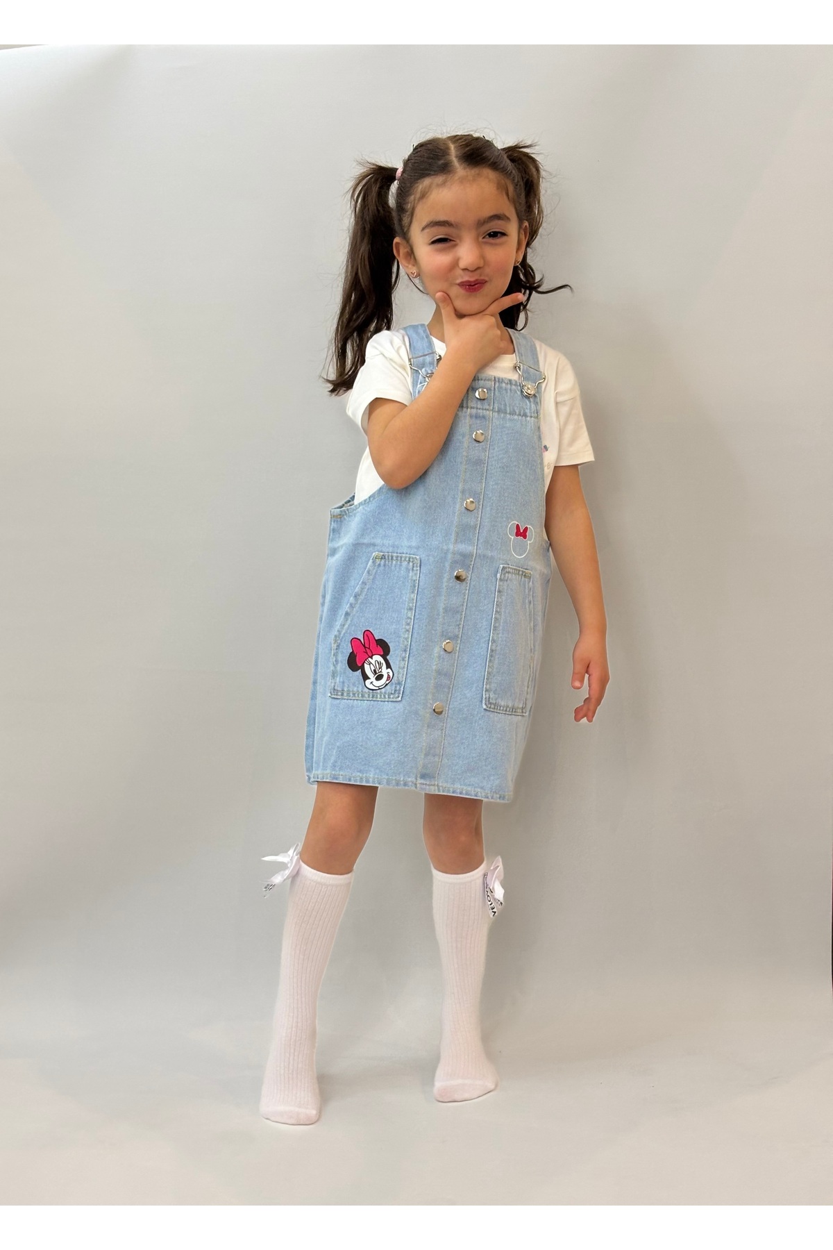 babymjuk Kız Çocuk Nakış Detaylı Salopet Minnie Mouse Nakış Detaylı Kız Çocuk Salopet Jile fotoğrafı 4 (önizleme)