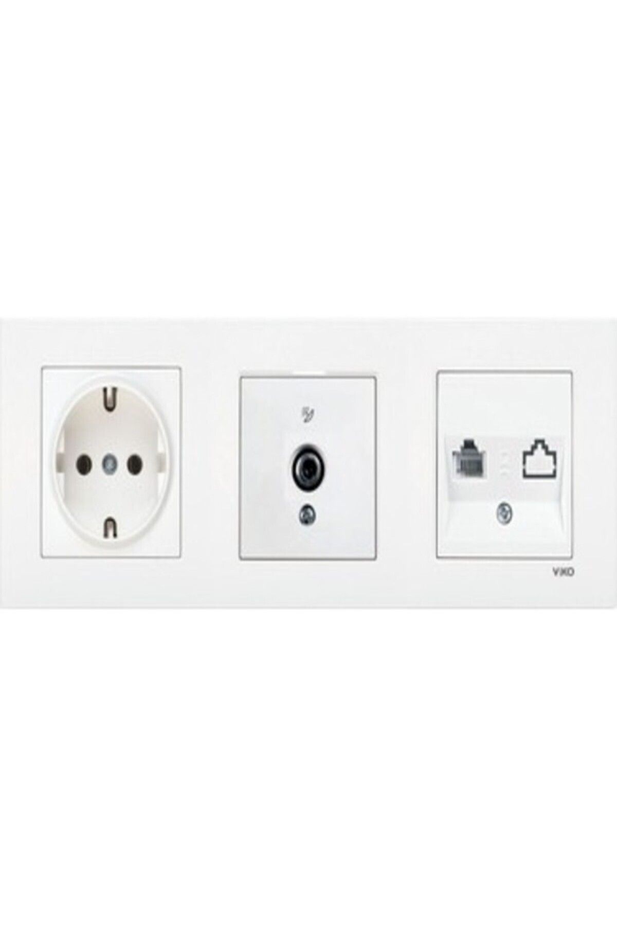 VİKO-Torunoğlu Elektronik Viko Square Series Grounded Socket Ef Sat Socket Data Telephone Socket 3 Cerceve 1
