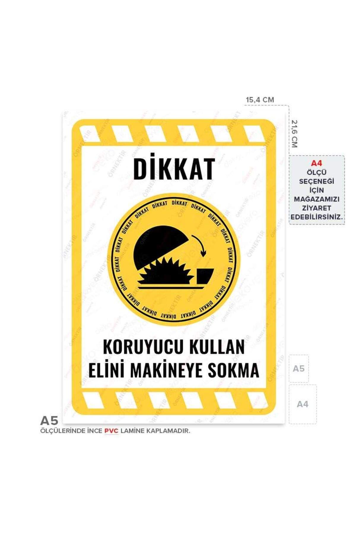 Posterya-Ul01930-A5 - Warning Sign for Using Protective Hand in Machine (15,4×21,6cm) 1