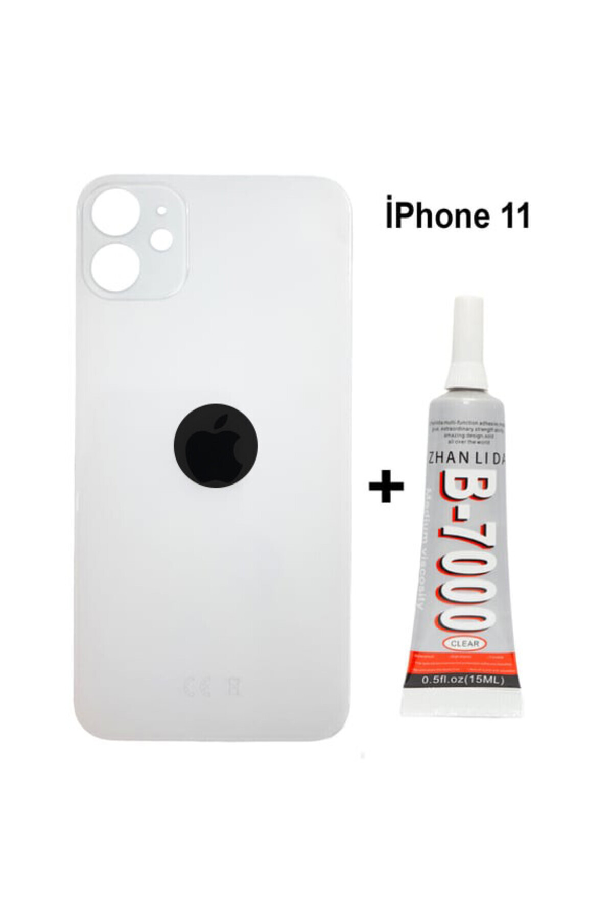 TamirCep İphone 11 Uyumlu Beyaz Arka Pil Kapağı Batarya Kapağı Yapışkan Hediyeli