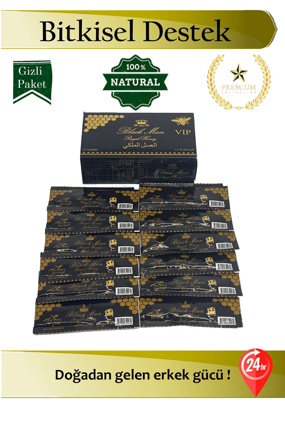 Black Man Herbiox Black Man Royal Honey 12 Adet - Özel Karışım Bal 24 Saat Etkili