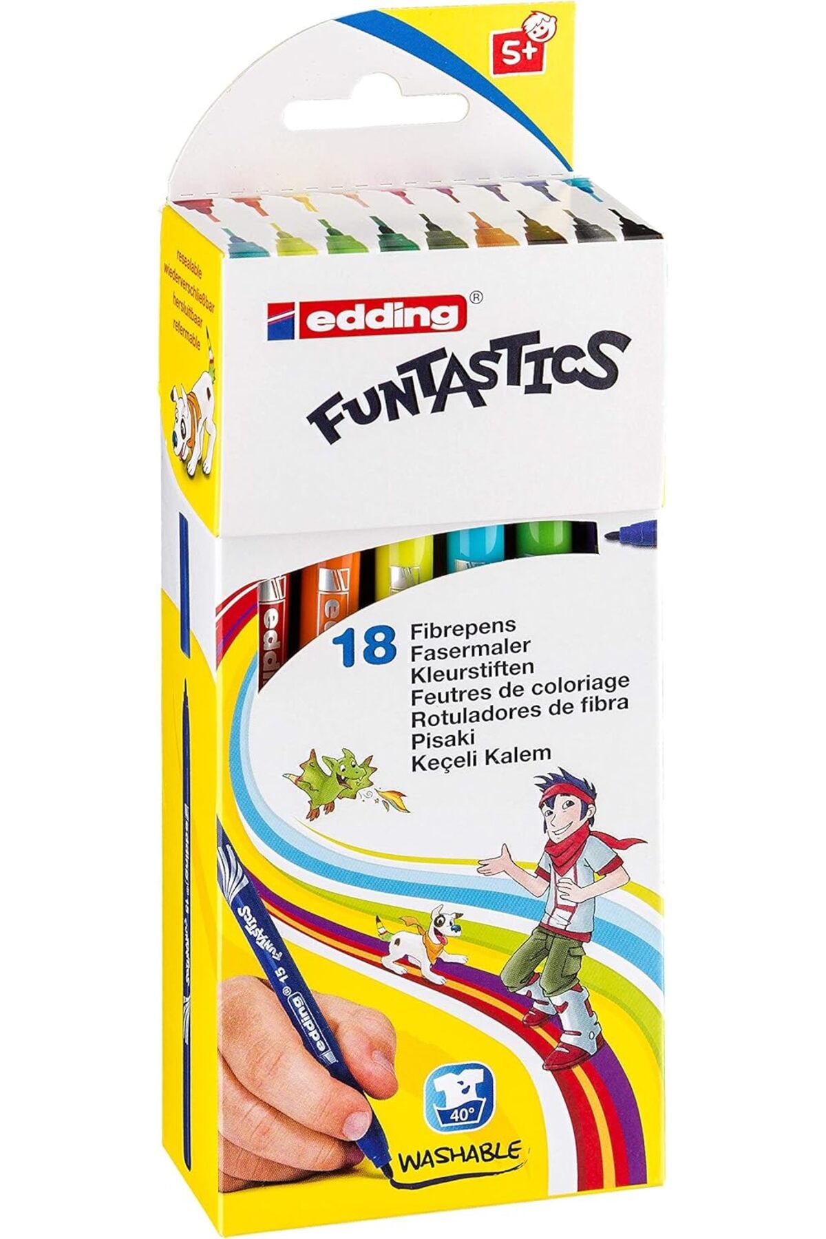 KDROĞLU KDROGLU 15 FUNTASTICS çocuklar için ince uçlu keçeli kalem 18'li set - 1 mm yuvarlak uç New Des