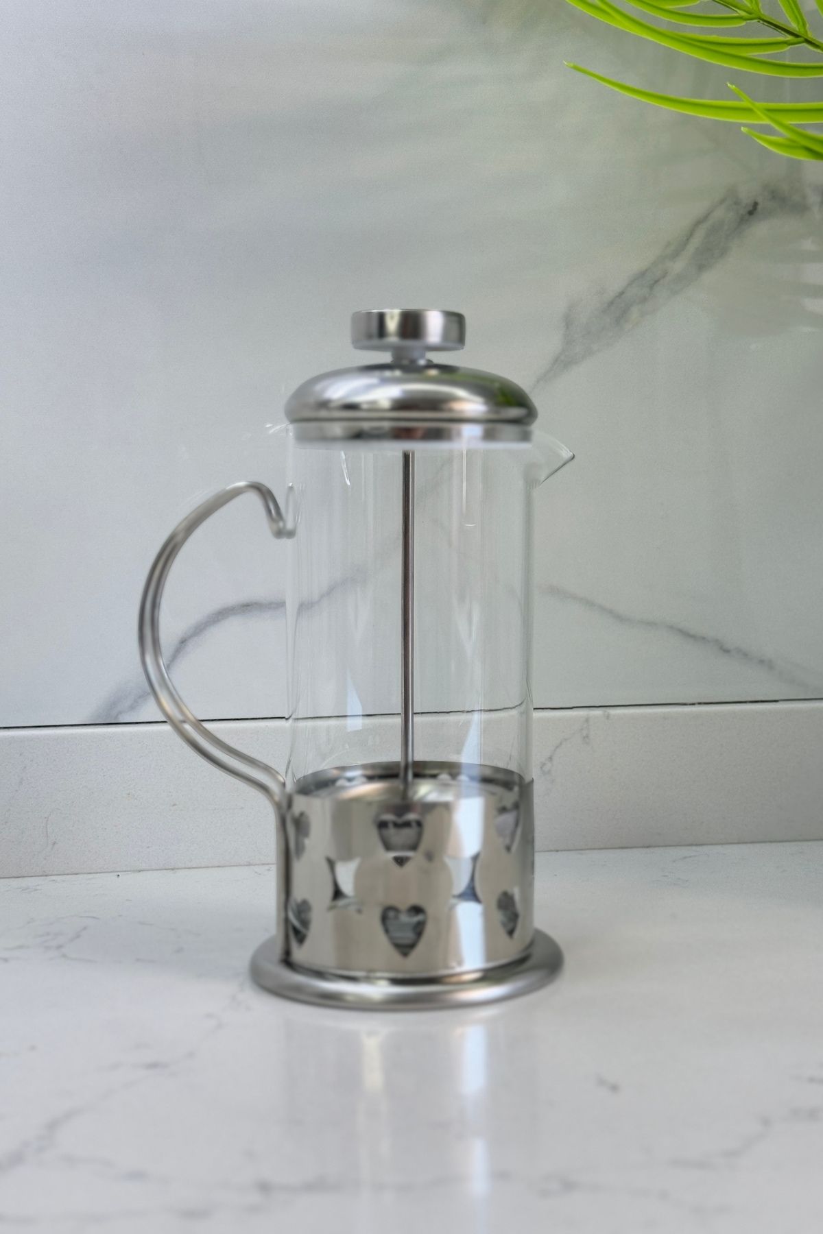 Albergio French Press 350 ml | Filtre Kahve ve Bitki Çayı Demliği Çelik & Cam