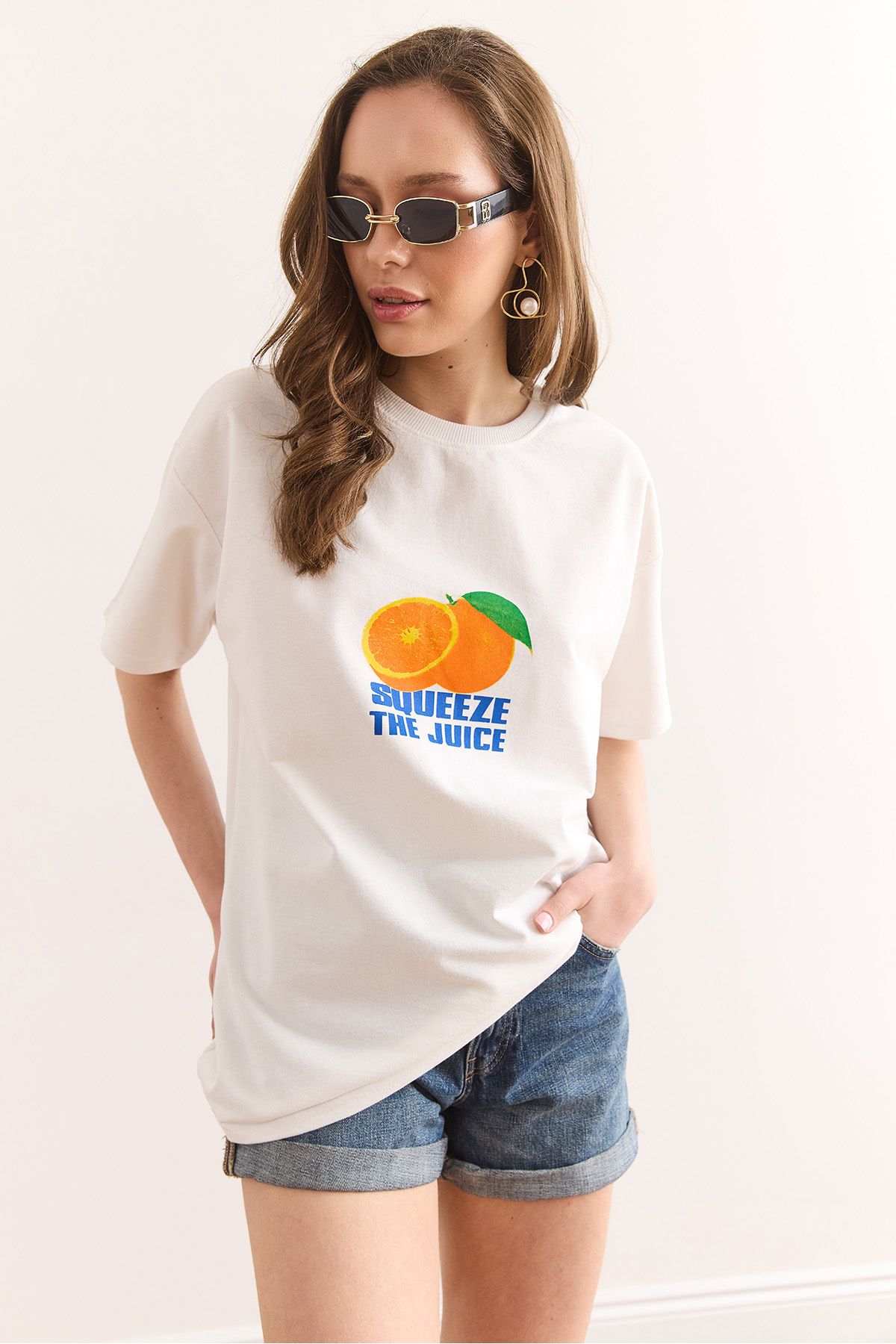 Olalook-Women's Orange White Front Back Printed Comfortable Fit 2 Thread T-Shirt Tsh-19000887 5