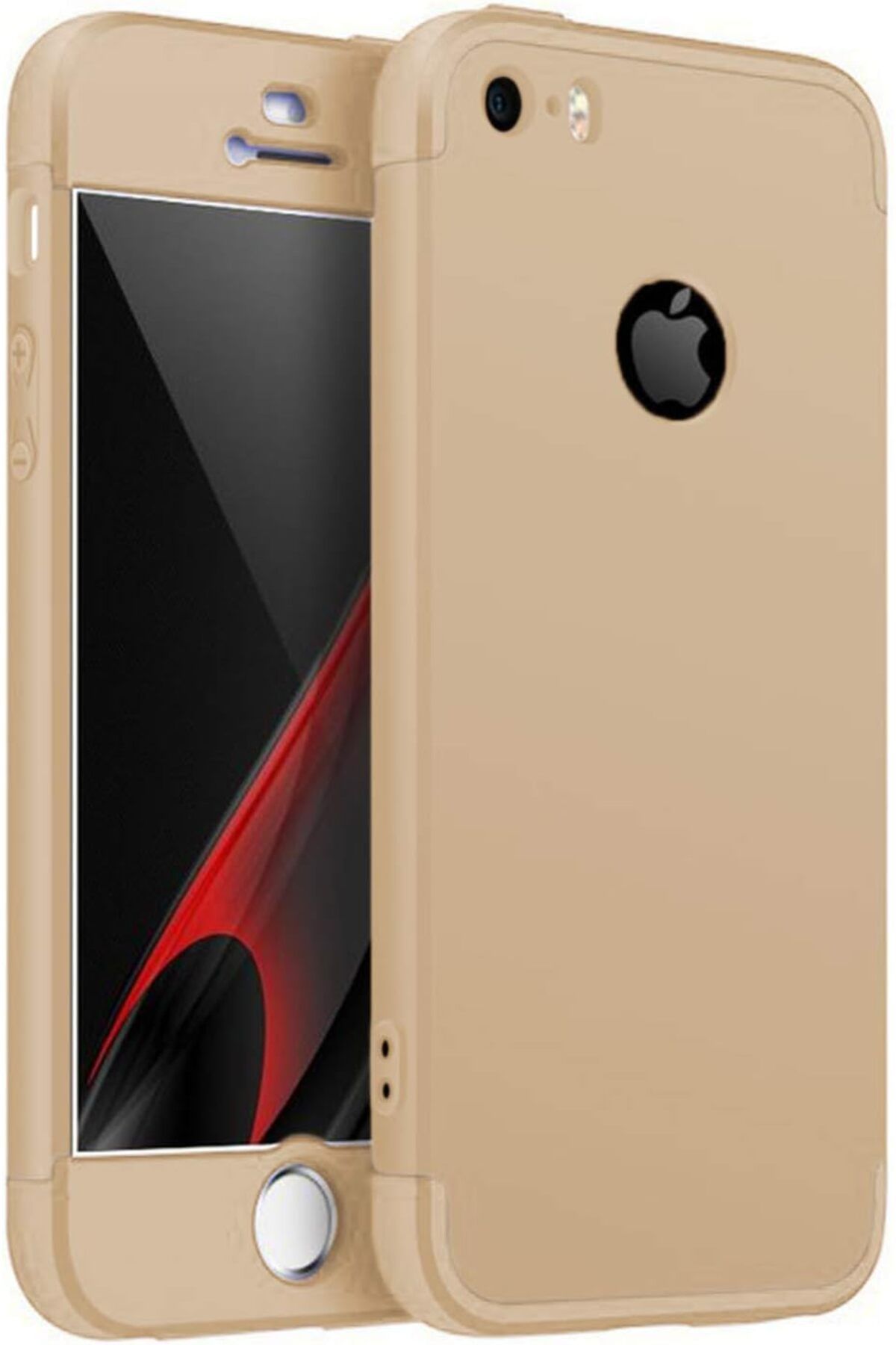 KDROĞLU KDROGLU iPhone 5 / 5S için Kılıf Double Dip 360 Protective Gold [iPhone 5 / 5S ile Uyumlu Kılıf