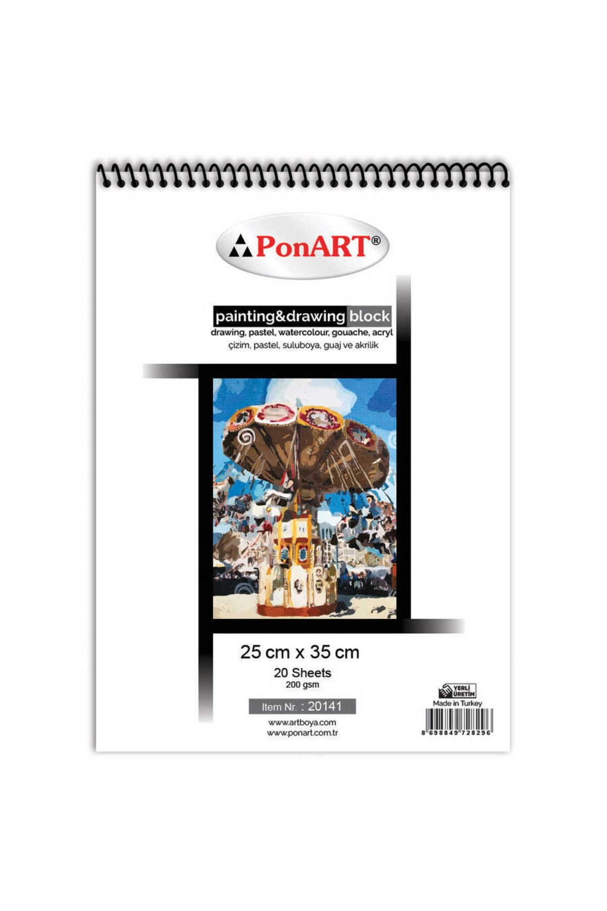 Ponart-Painting & Drawing Block Painting Notebook 25X35Cm 200 Gr. - 20 Sheets 1
