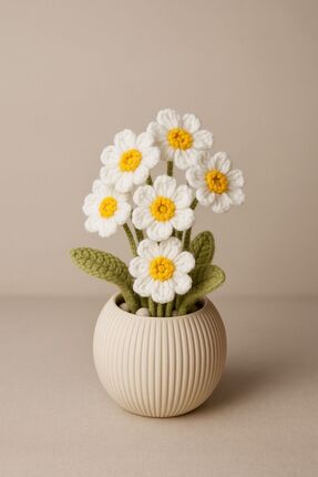 El örgüsü Saksıda Papatya el örgüsü - solmayan hediyelik çiçek
