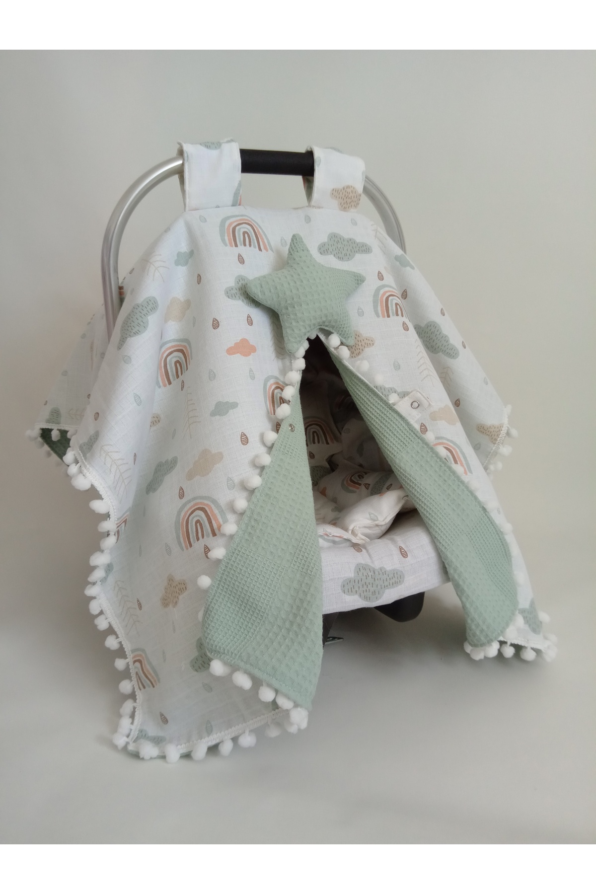 Wenaris % 100 pamuk Puset Örtüsü ve puset minderi 2 parça ( Puset Çarşafı dahil değildir ) fotoğrafı 2 (önizleme)