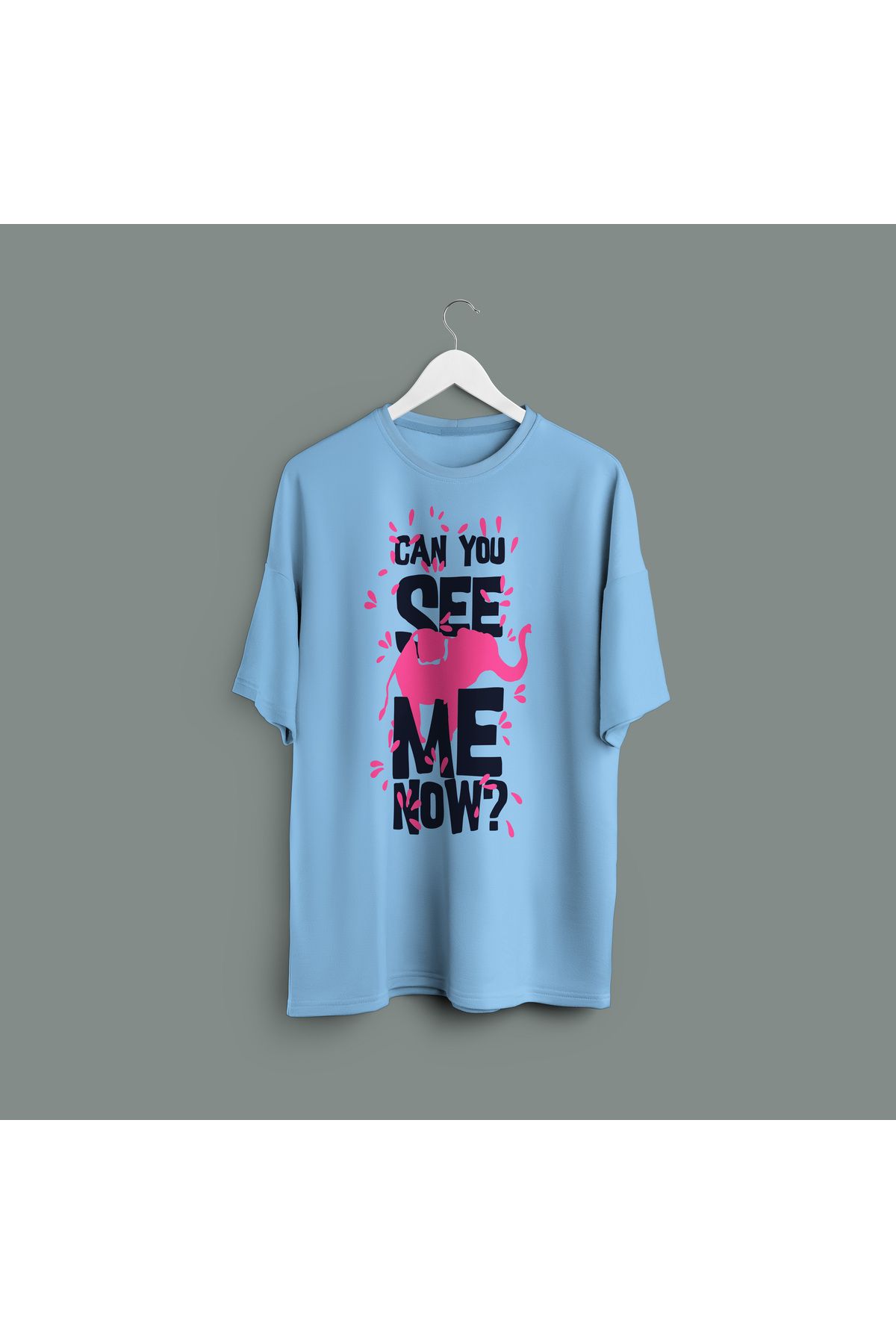 Zestia Unisex T-Shirt,Pink Presence Baskılı,Regular, %100 Pamuk,Mavi T-Shirt No: 00474