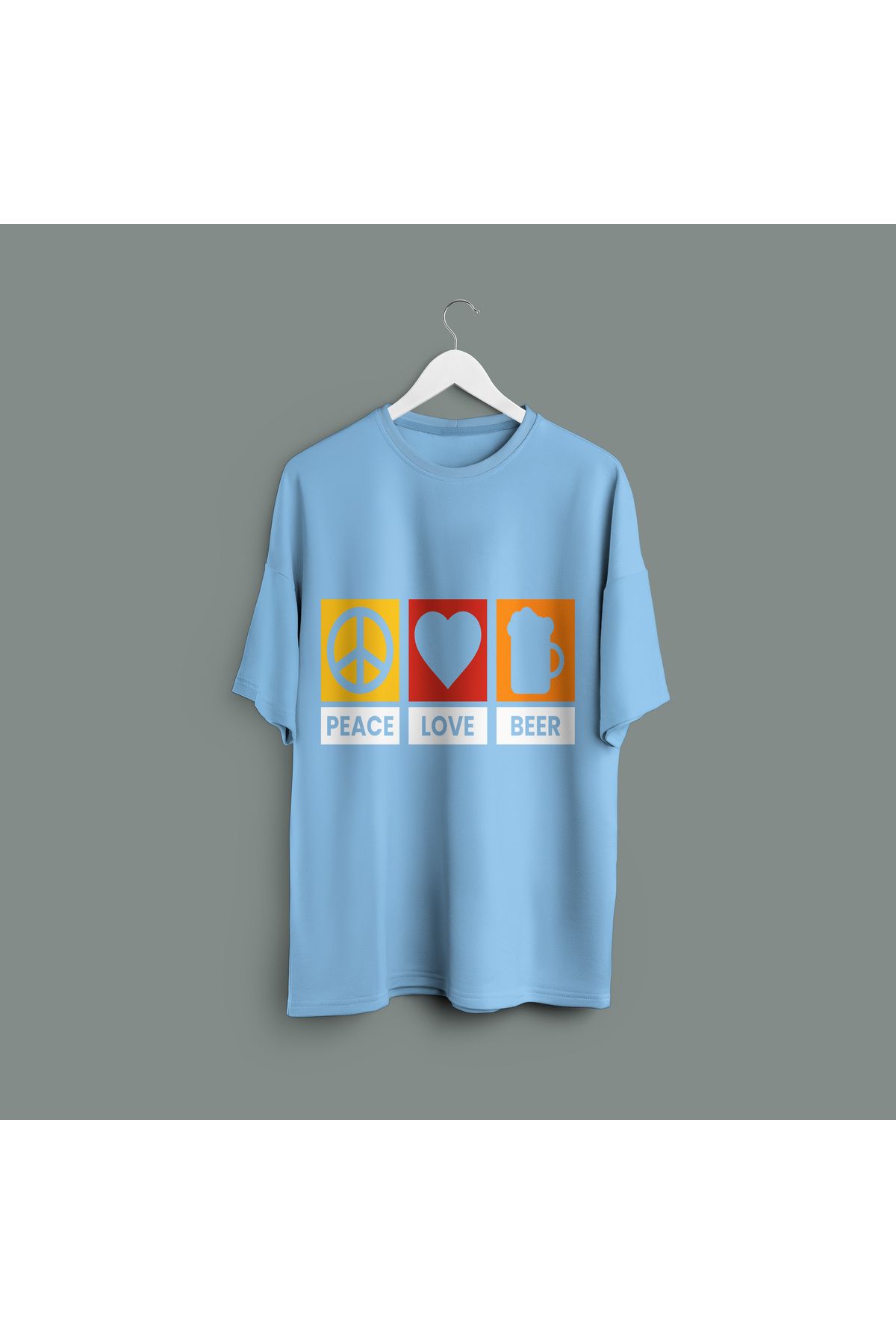 Zestia Unisex T-Shirt,Bear Beer Baskılı,Regular, %100 Pamuk,Mavi T-Shirt No: 00227