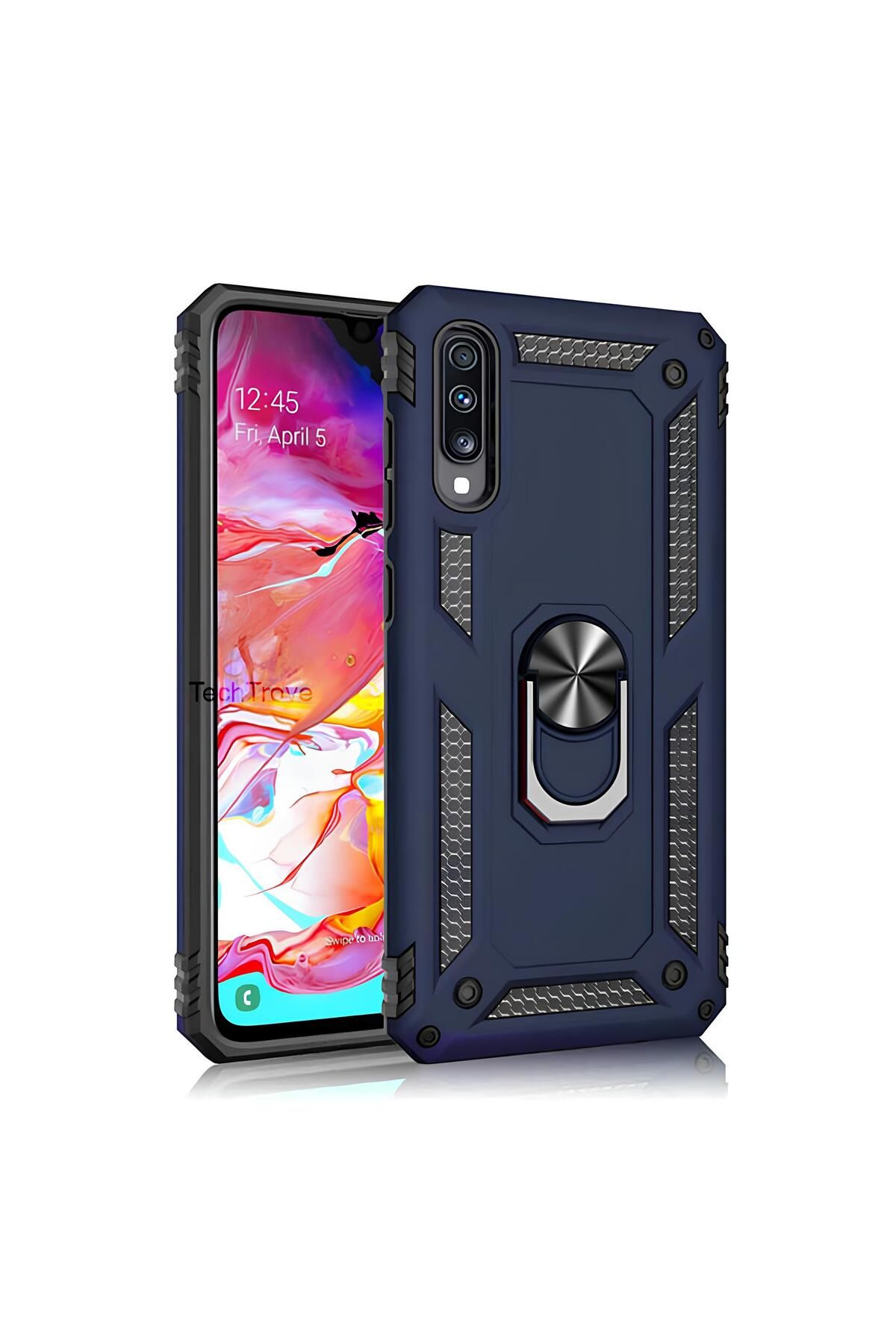 TechTrove Huawei P Smart Pro 2019 Kılıf Yüzüklü Stand Olabilen Magnetic Tpu Tank Kapak