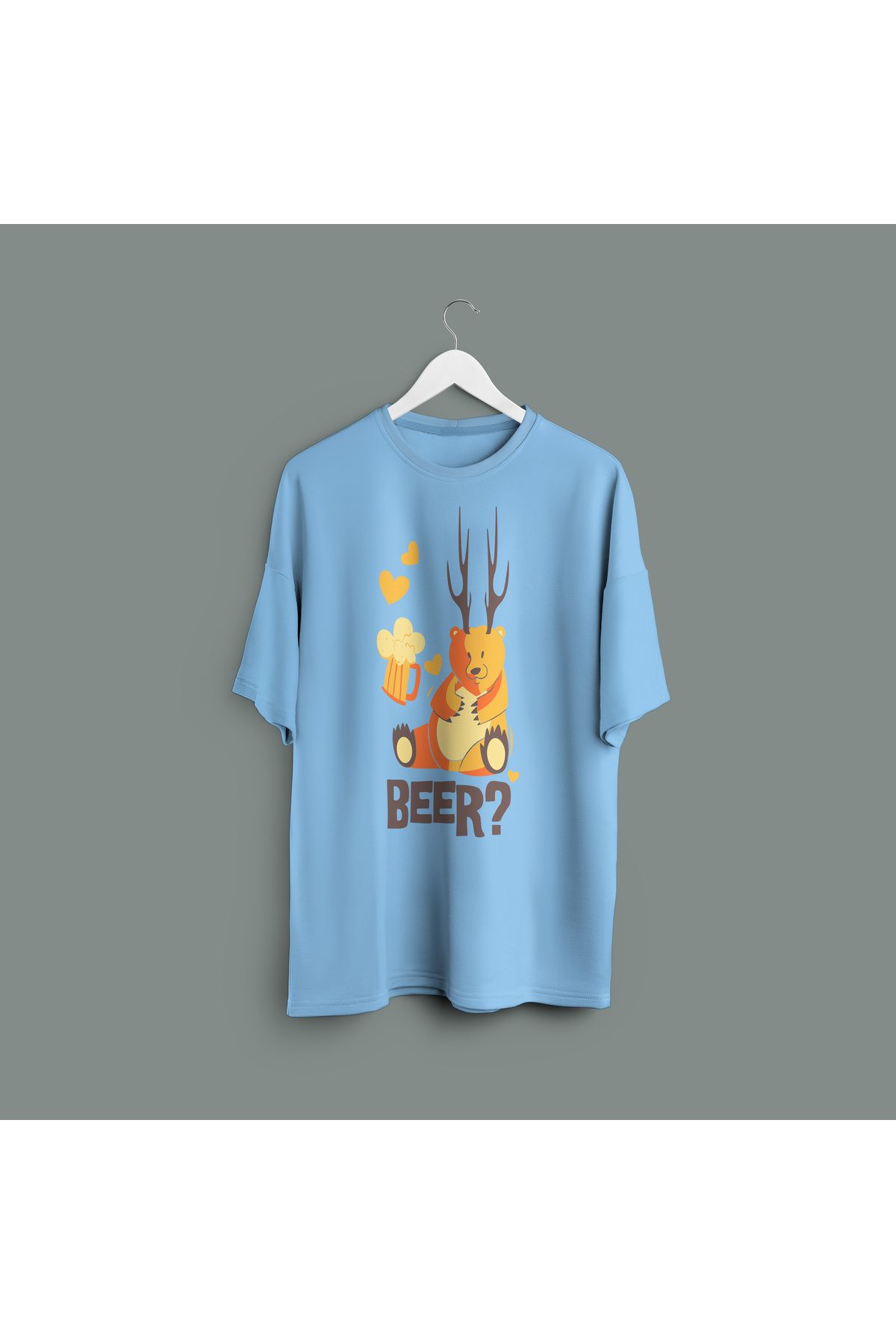 Zestia Unisex T-Shirt,Beer? Baskılı,Regular, %100 Pamuk,Mavi T-Shirt No: 00421