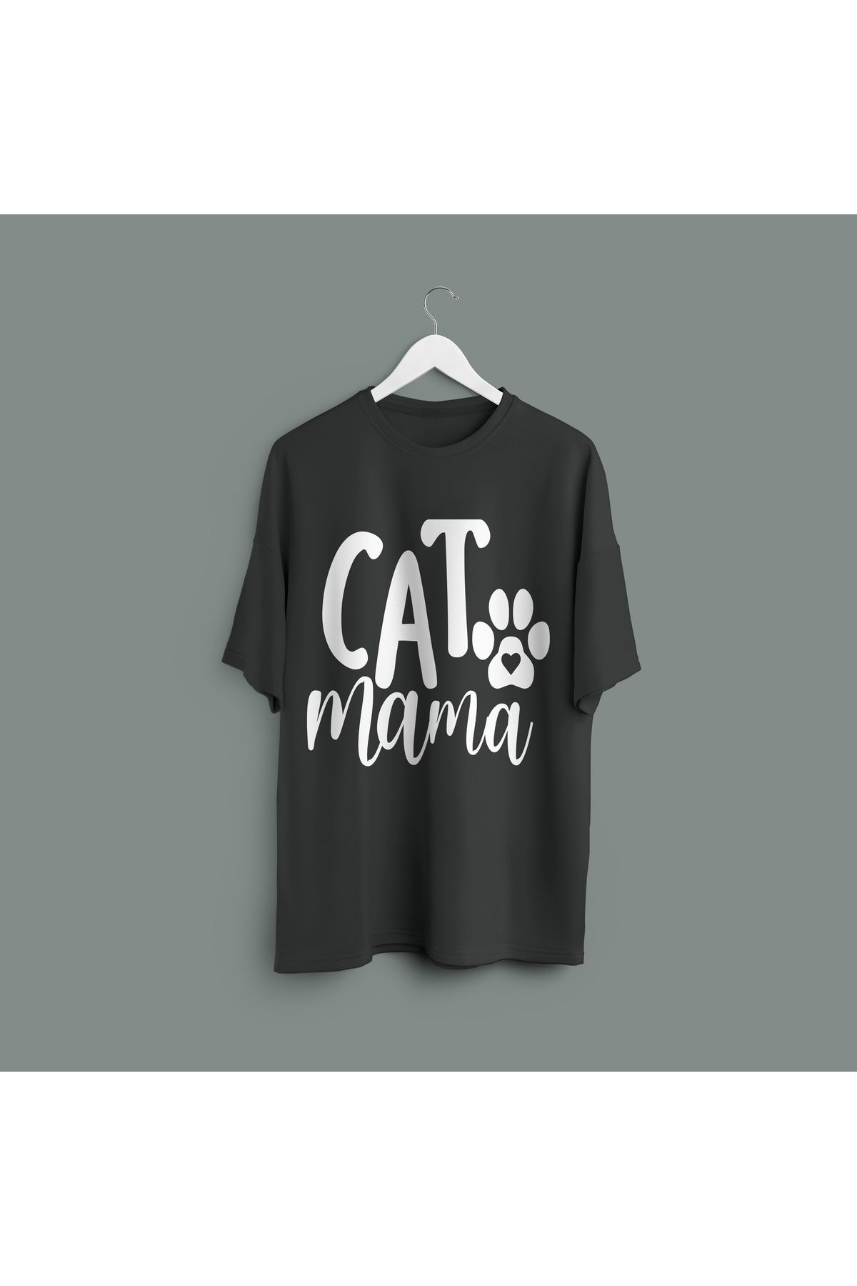 Zestia Unisex T-Shirt,Cat Mama Baskılı,Regular, %100 Pamuk,Antrasit T-Shirt No: 00269