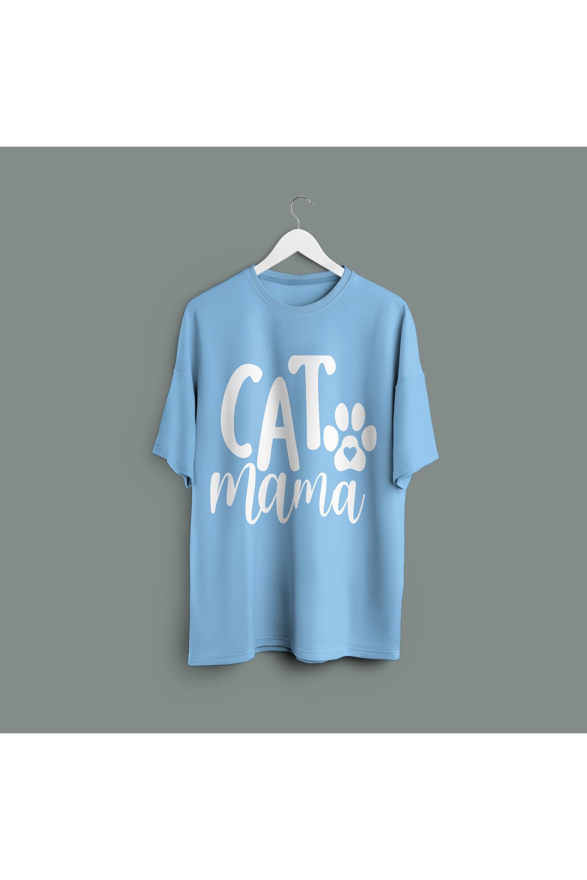Zestia Unisex T-Shirt,Cat Mama Baskılı,Regular, %100 Pamuk,Mavi T-Shirt No: 00269