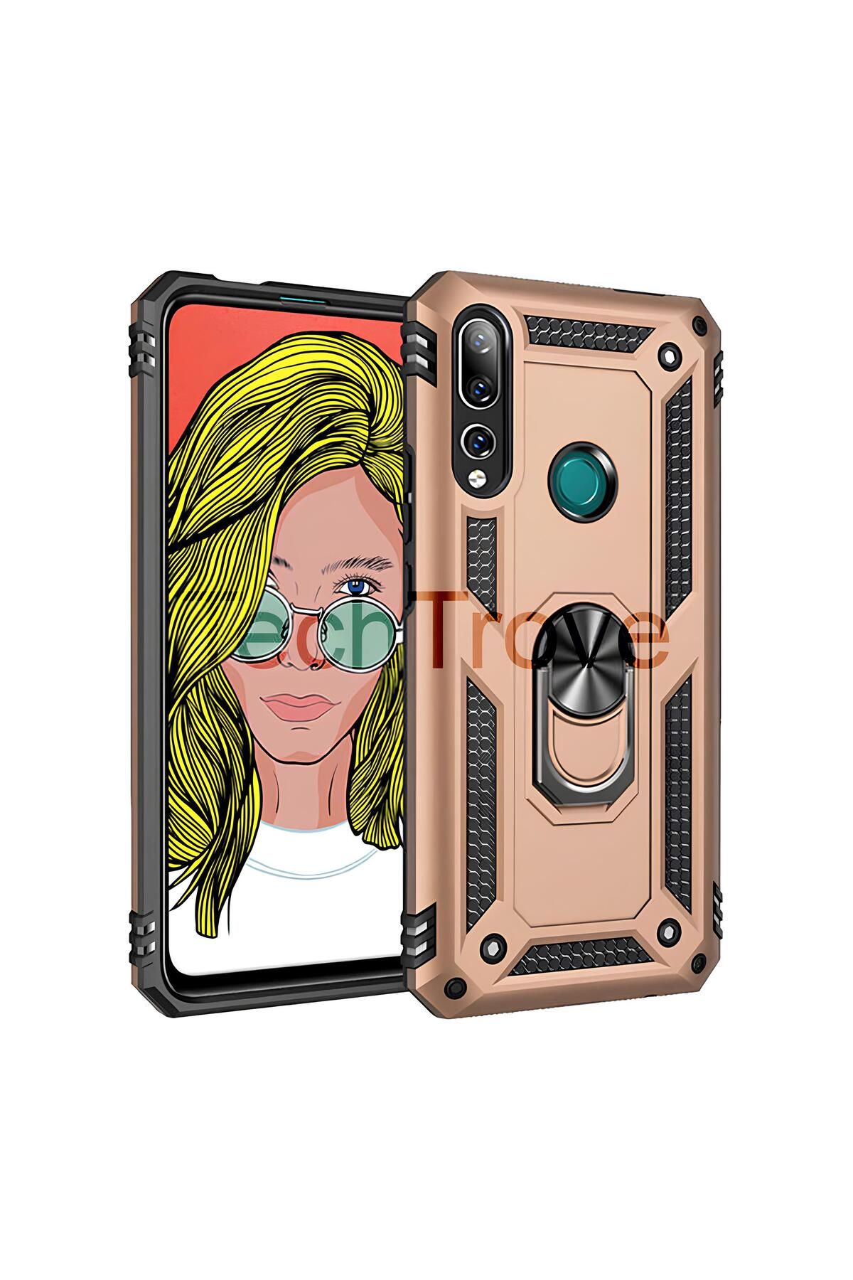 TechTrove Huawei Y9 Prime 2019 Kılıf Yüzüklü Stand Olabilen Magnetic Tpu Tank Kapak