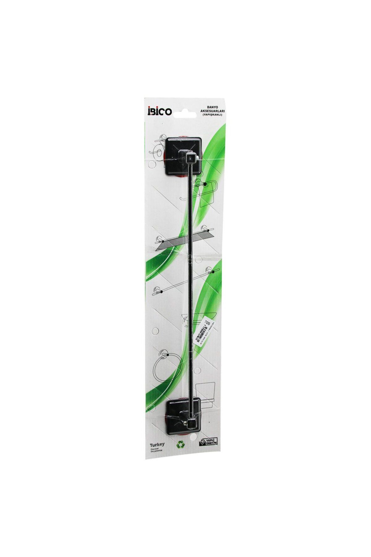 Go İthalat SİYAH UZUN METAL HAVLULUK YAPIŞKANLI MONTAJ BNY-705 (4989)