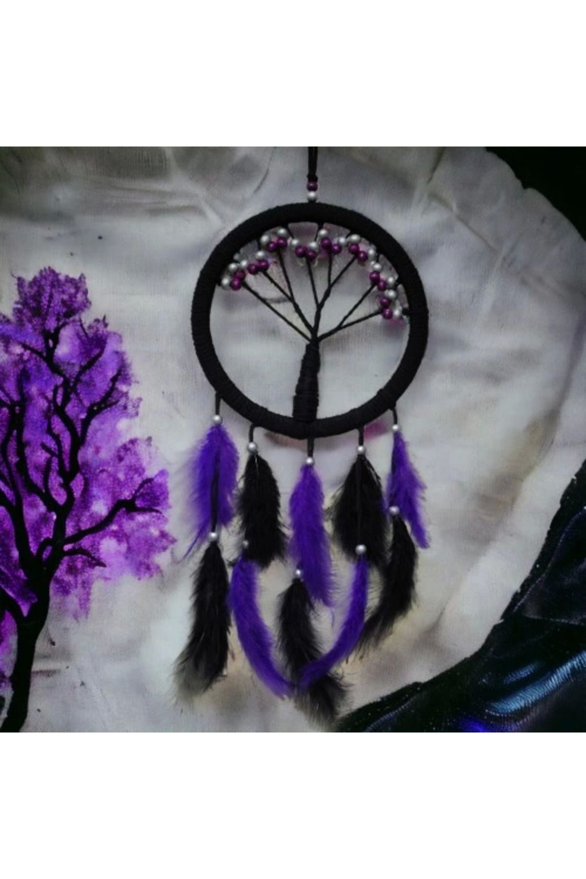 PolarBear Lab Mor İncili Hayat Ağacı Dream Catcher