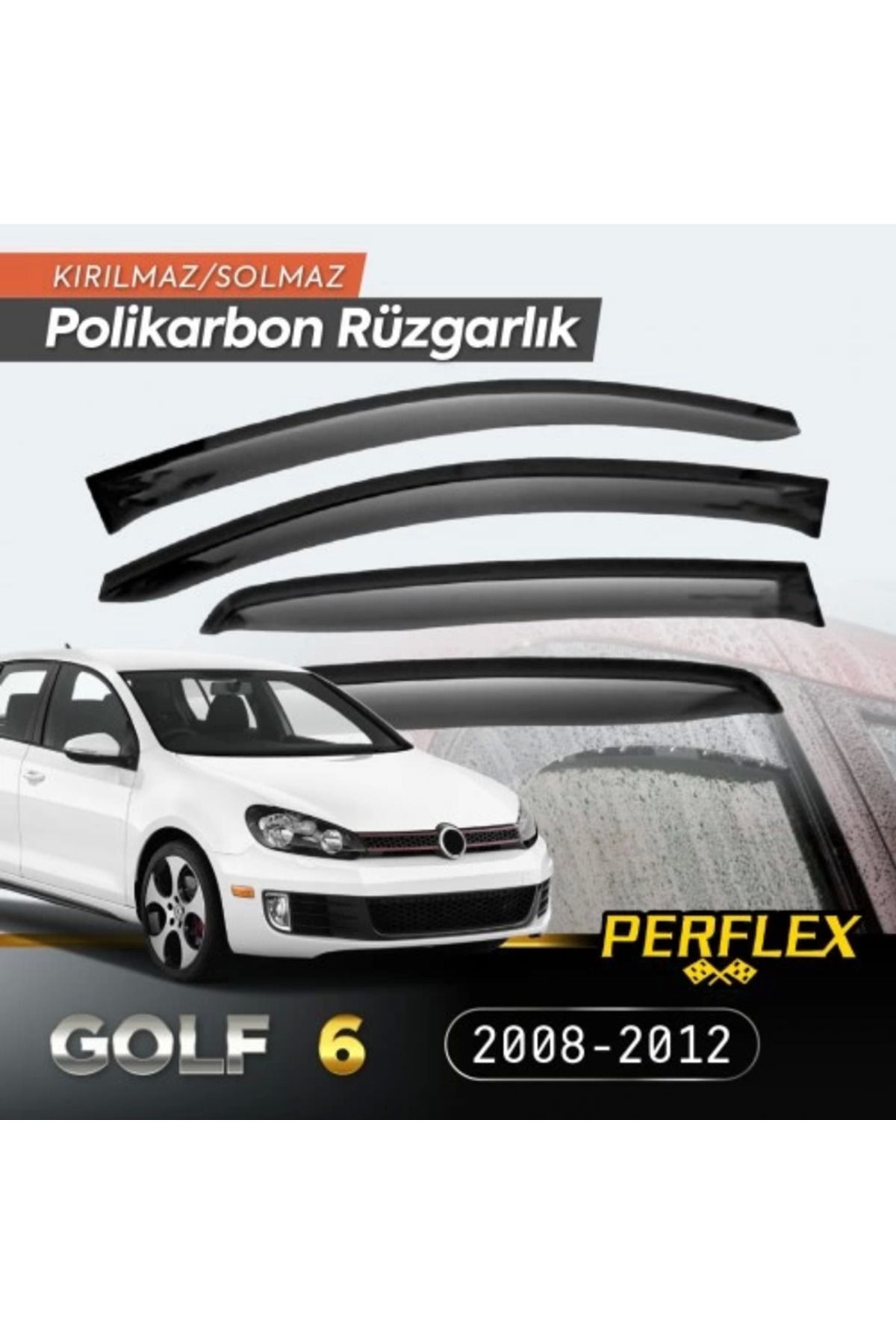 Angoravi VW Golf 6 2008-2012 Cam Rüzgarlığı V2 Düz