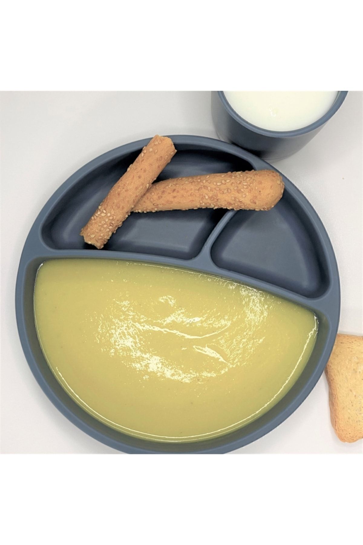 OiOi Porsiyon Vakum Tabanlı Silikon Tabak Deep Blue fotoğrafı 4 (önizleme)