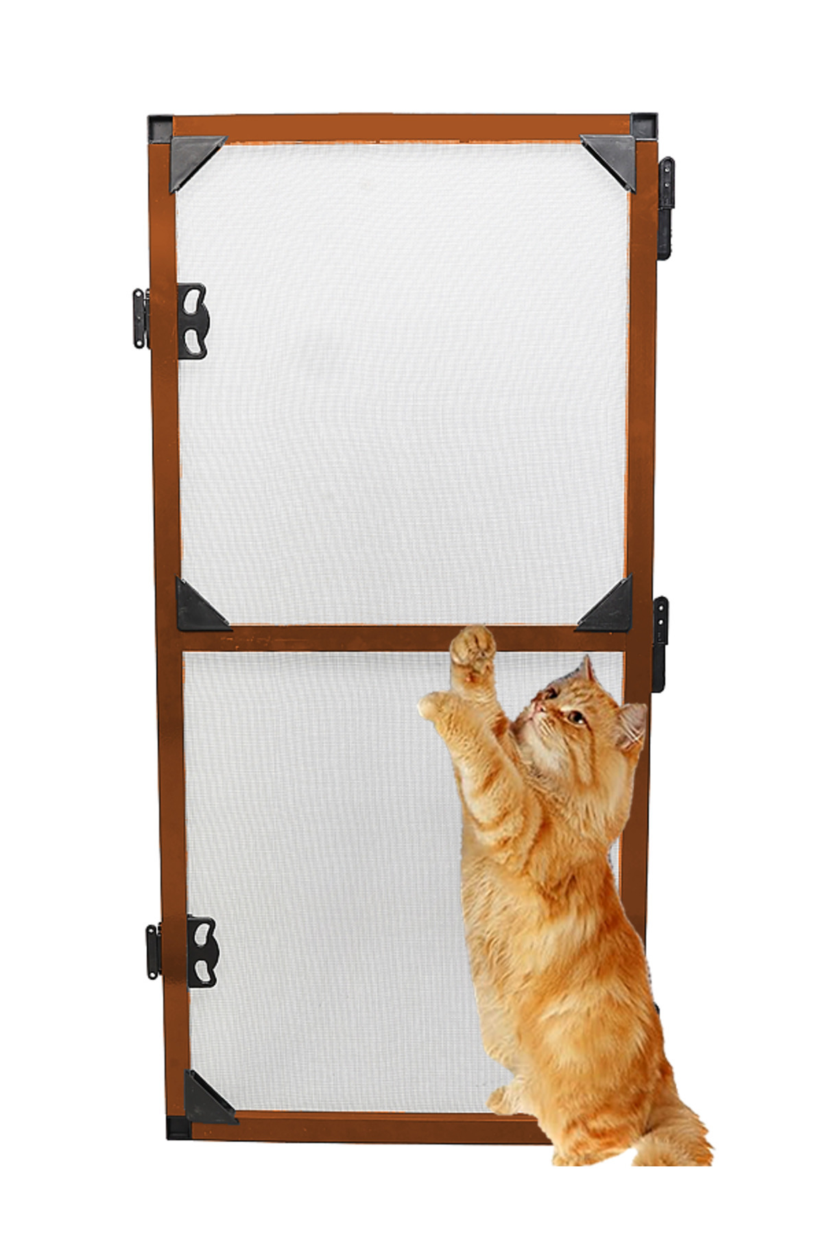 Hinged Tearproof Door Cat Fly Screen (pet TULLE) Brown 90x210 Cm. You can give special size.