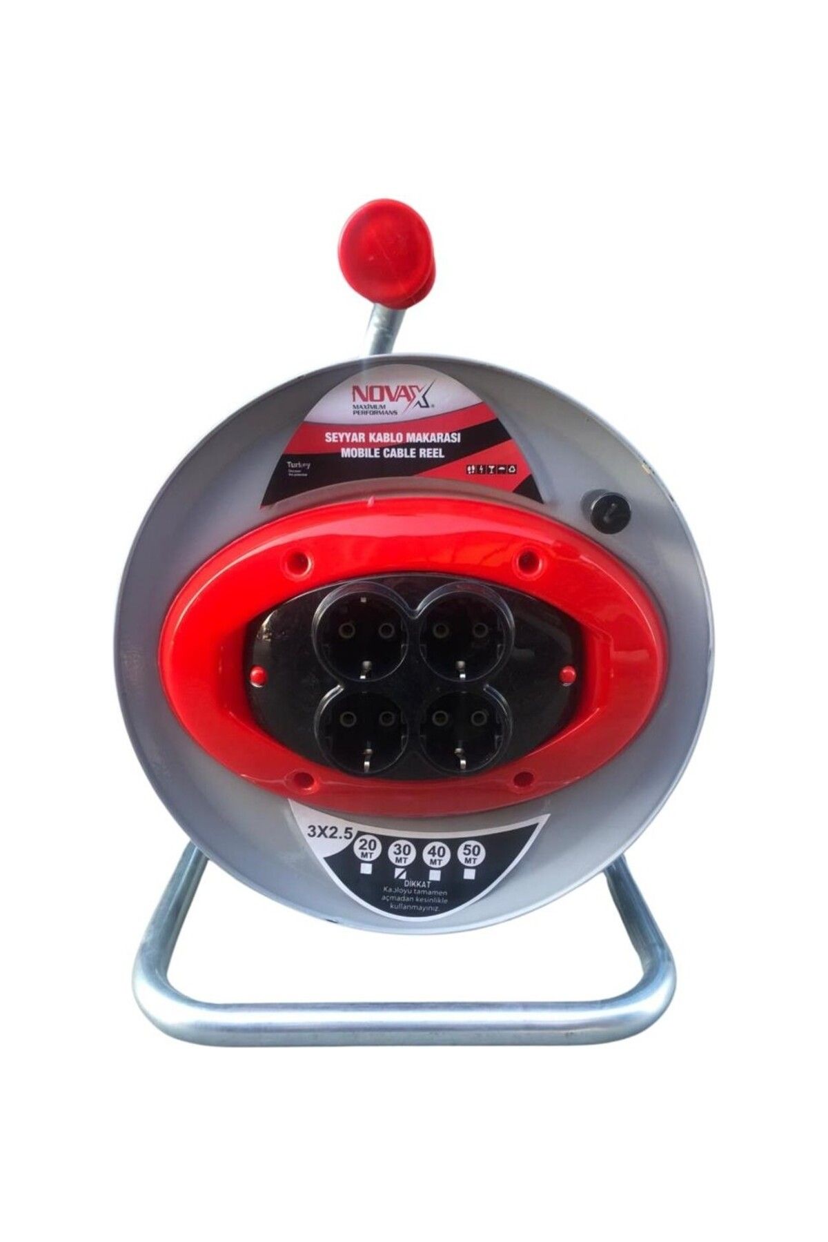 Toptancı Amca Metal Makaralı Uzatma Kablosu | 4 Prizli | 3x2.5 mm² | IP44 | 230V / 16A 20 Metre