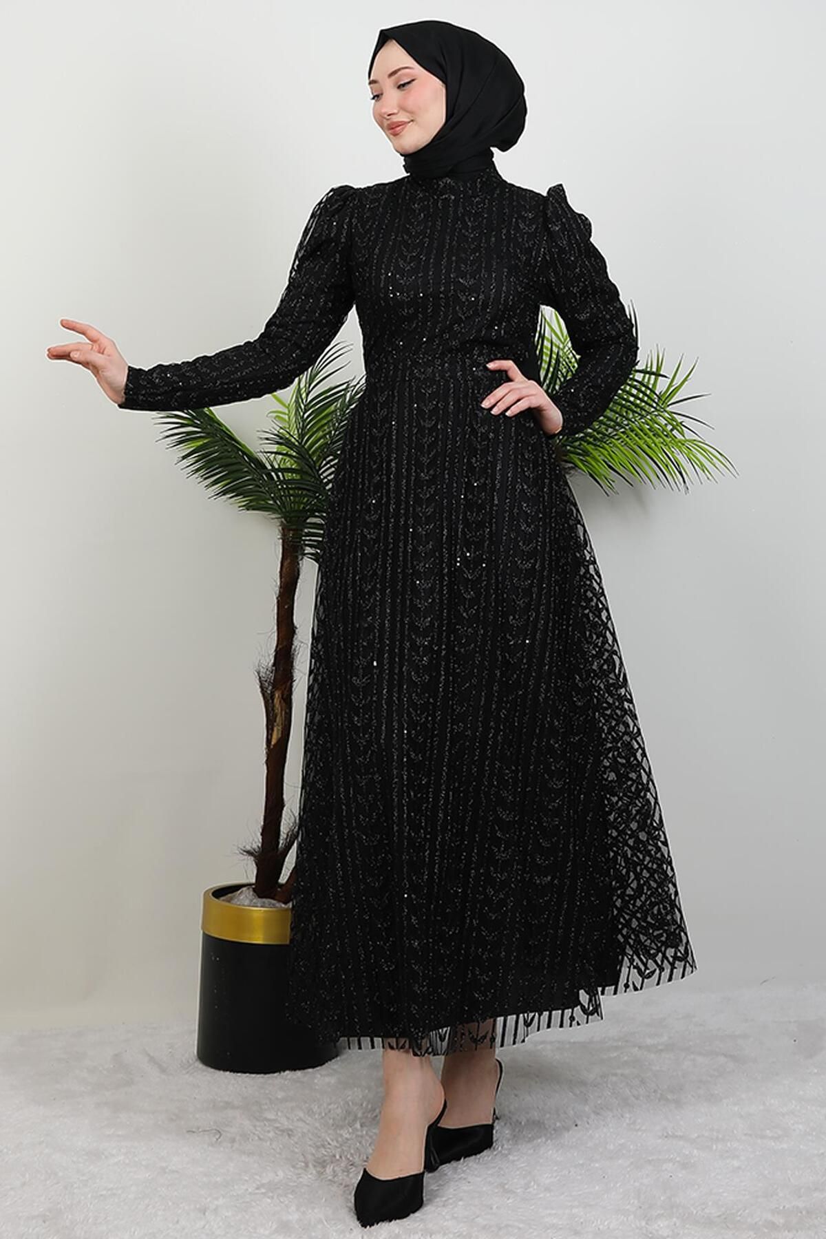 GİYZAMİLA-Glitter Butterfly Dress Black 2